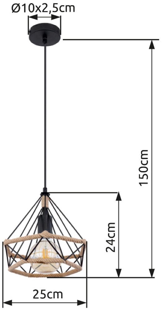 GLOBO LIGHTING Hängeleuchte »ULLEU«, Leuchtmittel E27 | ohne Leuchtmittel, Hängelampe/Pendelleuchte/Esszimmer/Wohnzimmer/Esstisch