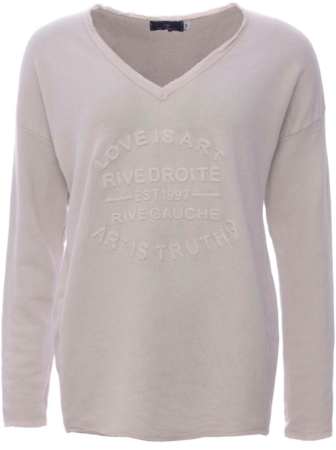Zwillingsherz Sweatshirt, ausgefranster V-Ausschnitt, Vintage Look, Langarm günstig online kaufen