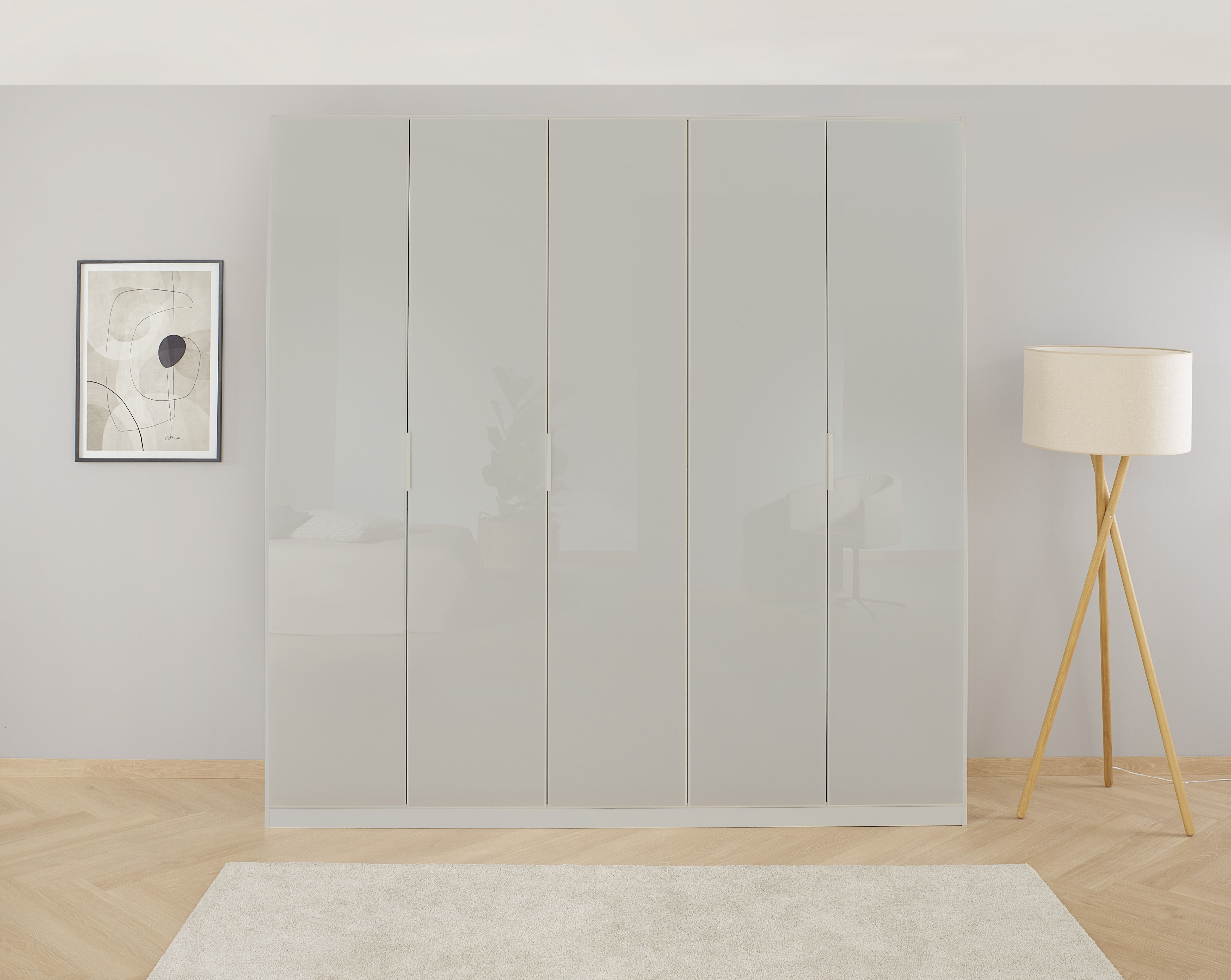 OTTO home "Mehrzweckschrank Aktenschrank Möbel Mietswohnung Schlafzimmer KOLUNA" Breiten 181/226/271/315 cm Höhen 210/229 cm, hochwertige Glas-Front, inkl. 2 Innenschubladen sowie extra Einlegeböden MADE IN GERMANY