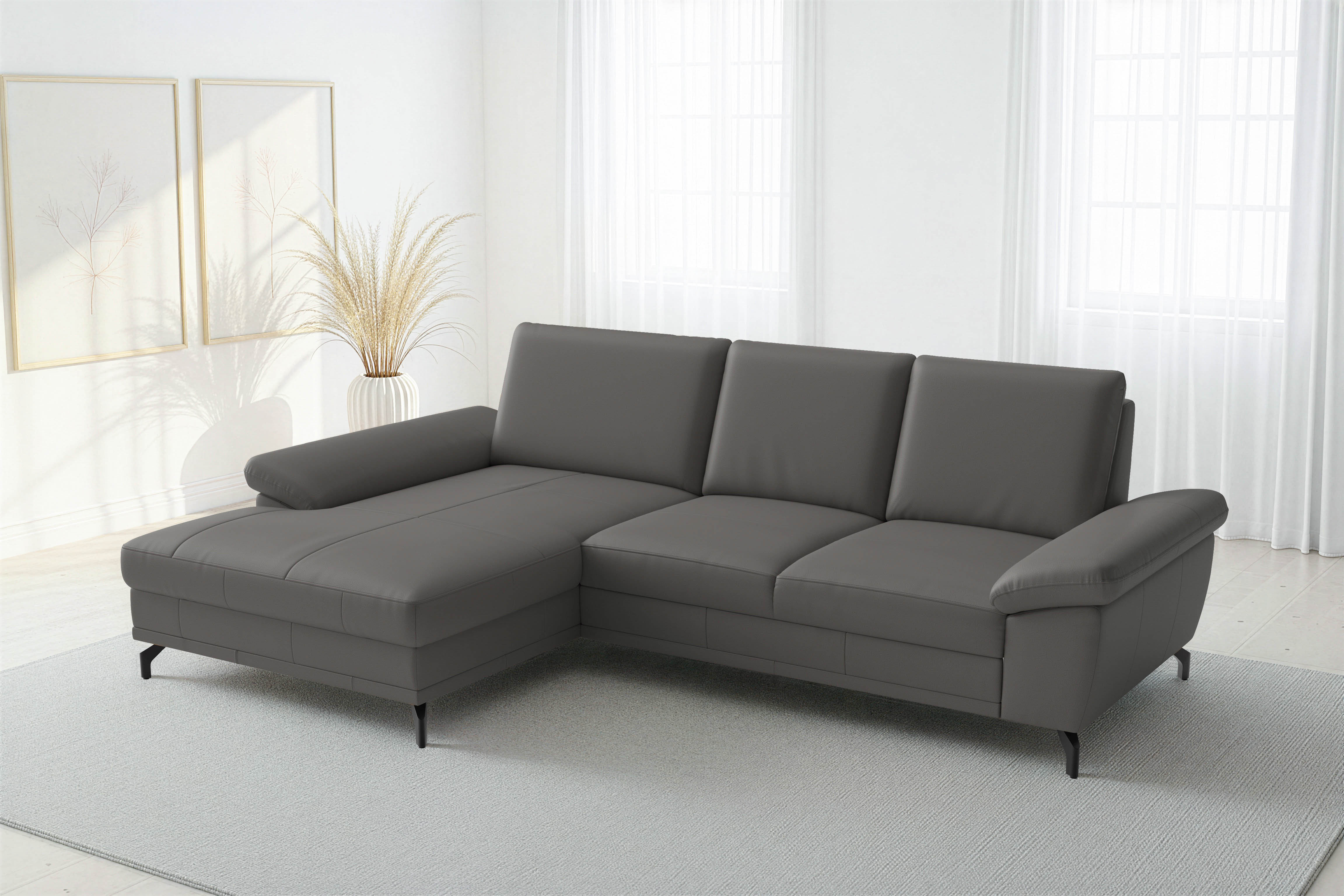 sit&more Ecksofa "Chelsea L-Form, B: 264 cm, Leder, inkl. Sitztiefen-&Armteilverstellung" optional mit Schlaffunktion und Bettkasten