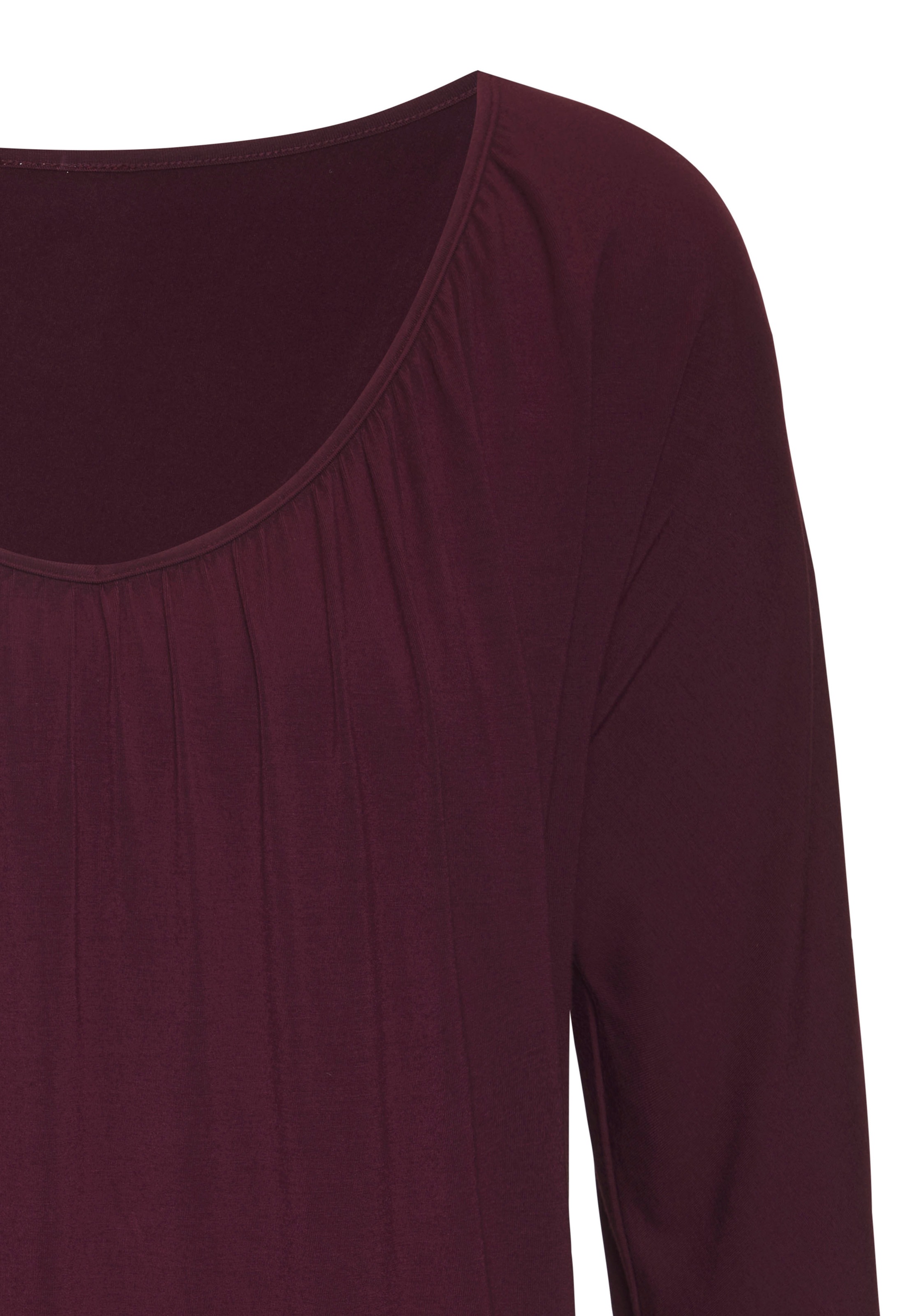 LASCANA 3/4-Arm-Shirt »mit zarter Raffung am Ausschnitt«, (2er-Pack), aus weichem Viskose-Stretch