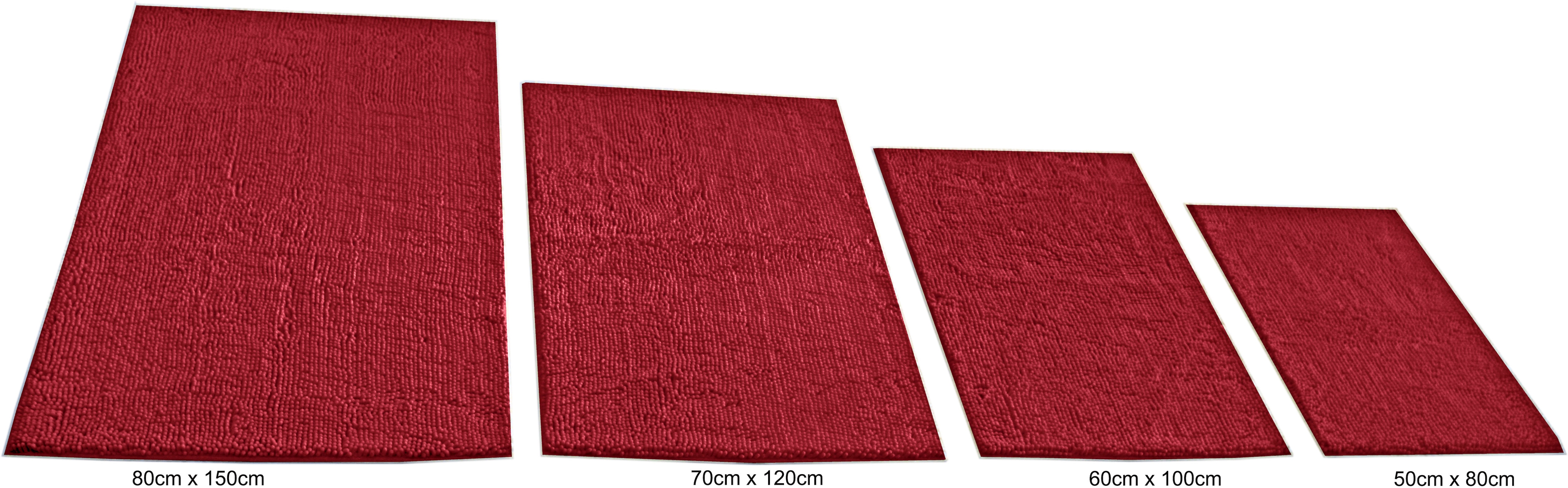 KiNZLER "Chenille, Badvorleger, Badezimmer Teppich" Höhe 18 mm rutschhemmend beschichtet fußbodenheizungsgeeignet Badteppich, Uni Farben, weich, als rechteckig & halbrund erhältlich