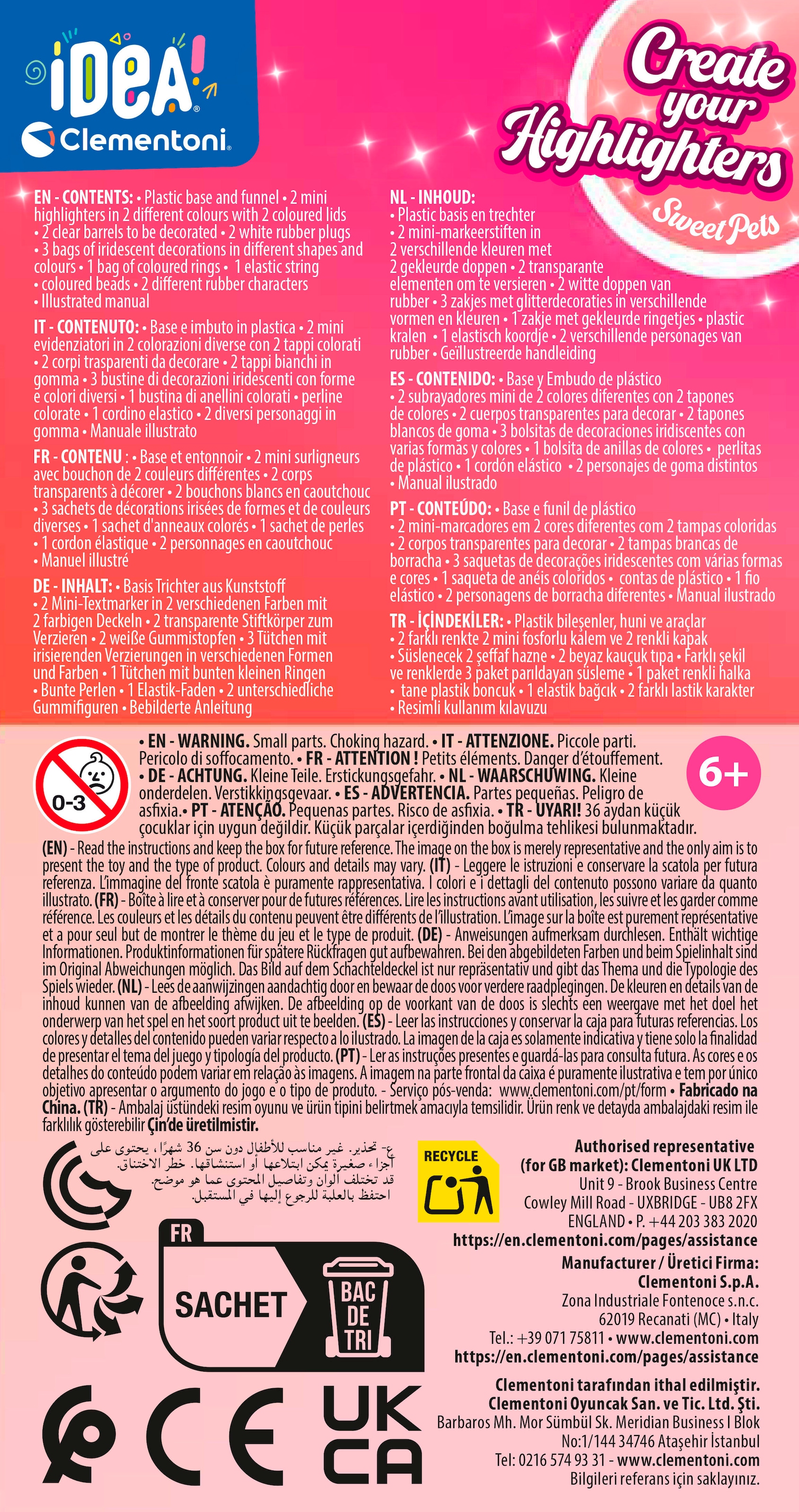 Clementoni® Kreativset »Idea, Deine Textmarker-Kreationen - Süße Tierfreunde«