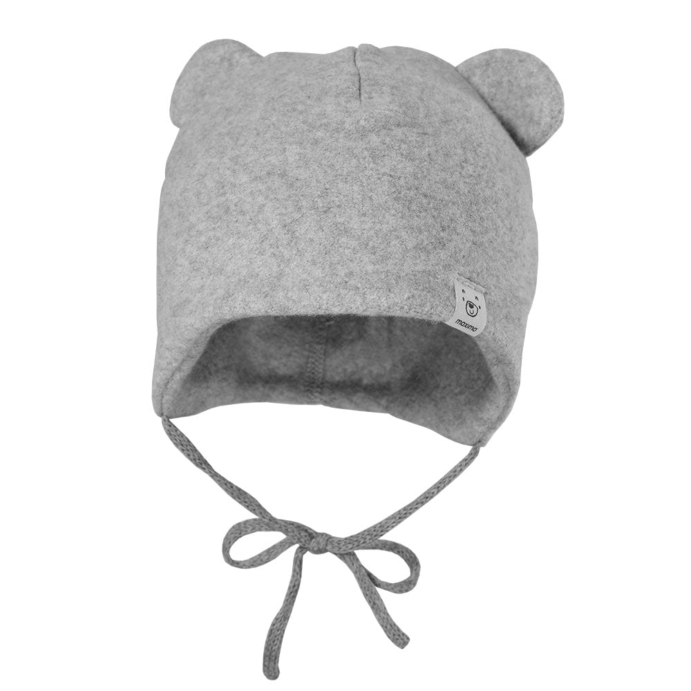 MAXIMO Jungen Fleecemütze, grau, Gr. 35, Fleece, Baumwolle, Mützen, mit Öhrchen, zum Binden, Einfarbig