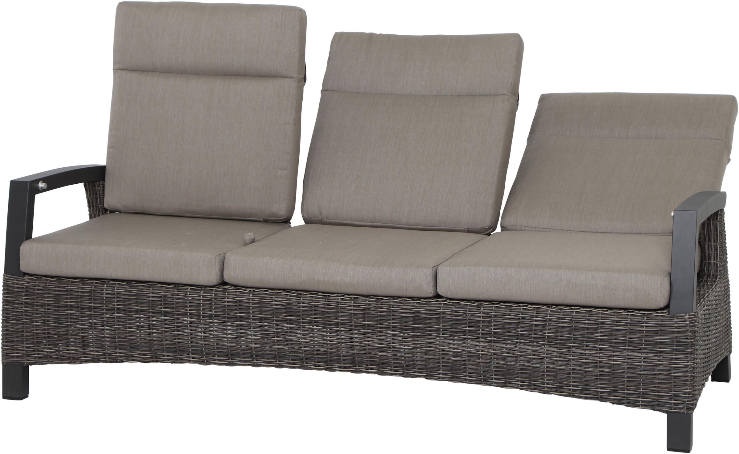 Siena Garden Gartenlounge-Bank »CORIDO Lounge 3er Sofa in charcoal grey« Gestell Alu matt anthrazit, mit Sitz- u. Rückenkissen taupe meliert