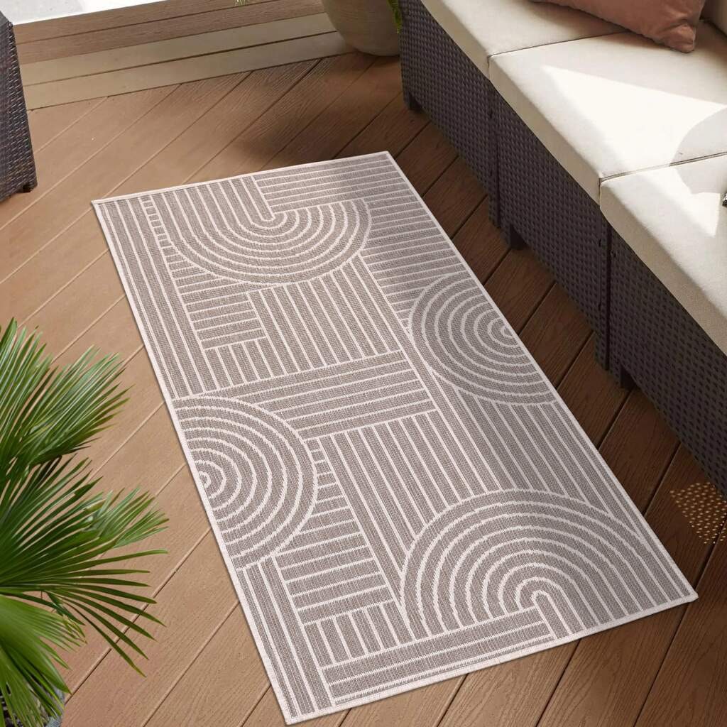Carpet City Outdoorteppich »DUO RUG 5842«, rechteckig, 5 mm Höhe, Wendeteppich Wetterfest In- & Outdoor, Balkon, Terrasse, Wohnzimmer