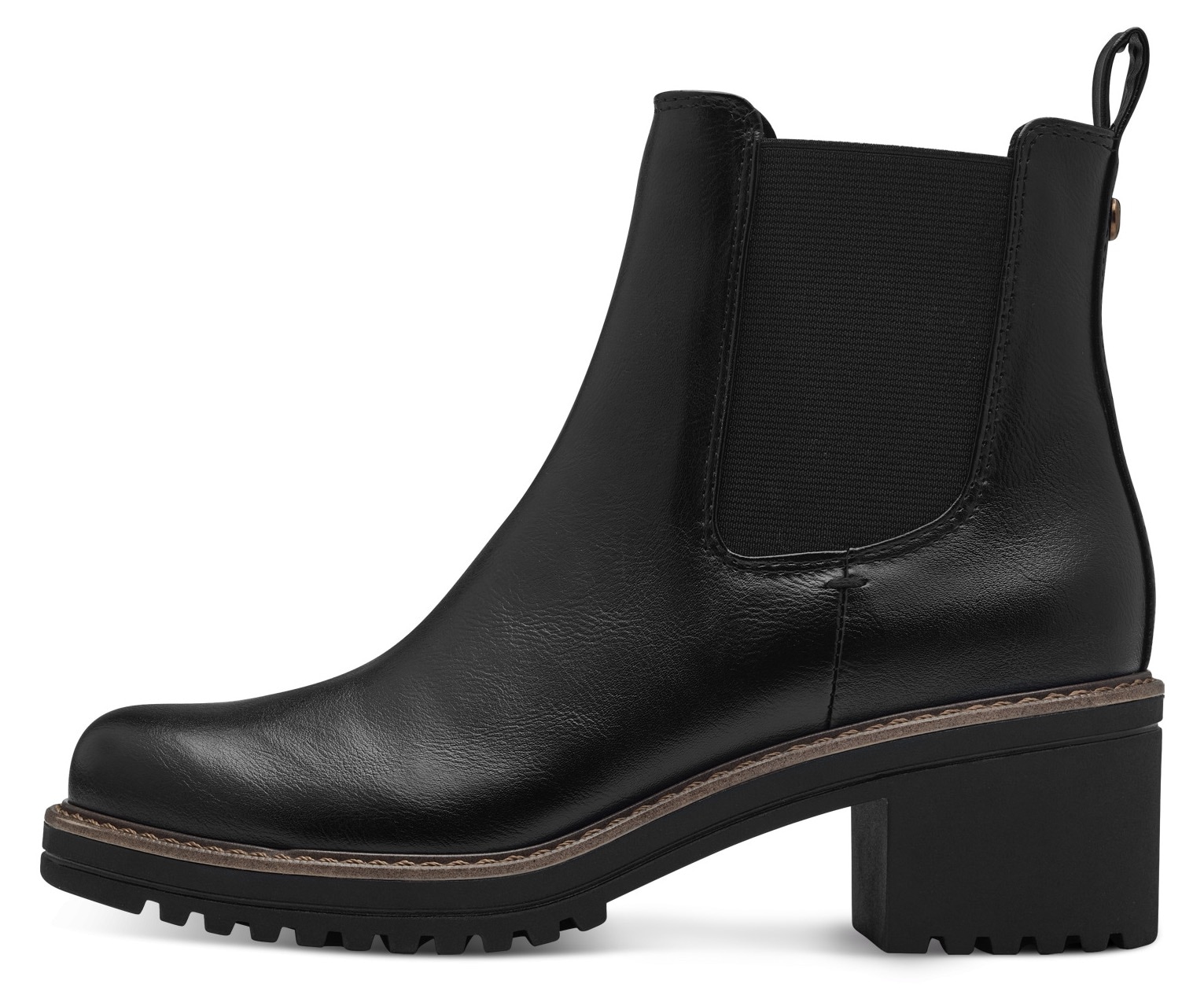 MARCO TOZZI Chelseaboots "LUTTER", Blockabsatz, Stiefelette, Cunky Boots in veganer Verarbeitung