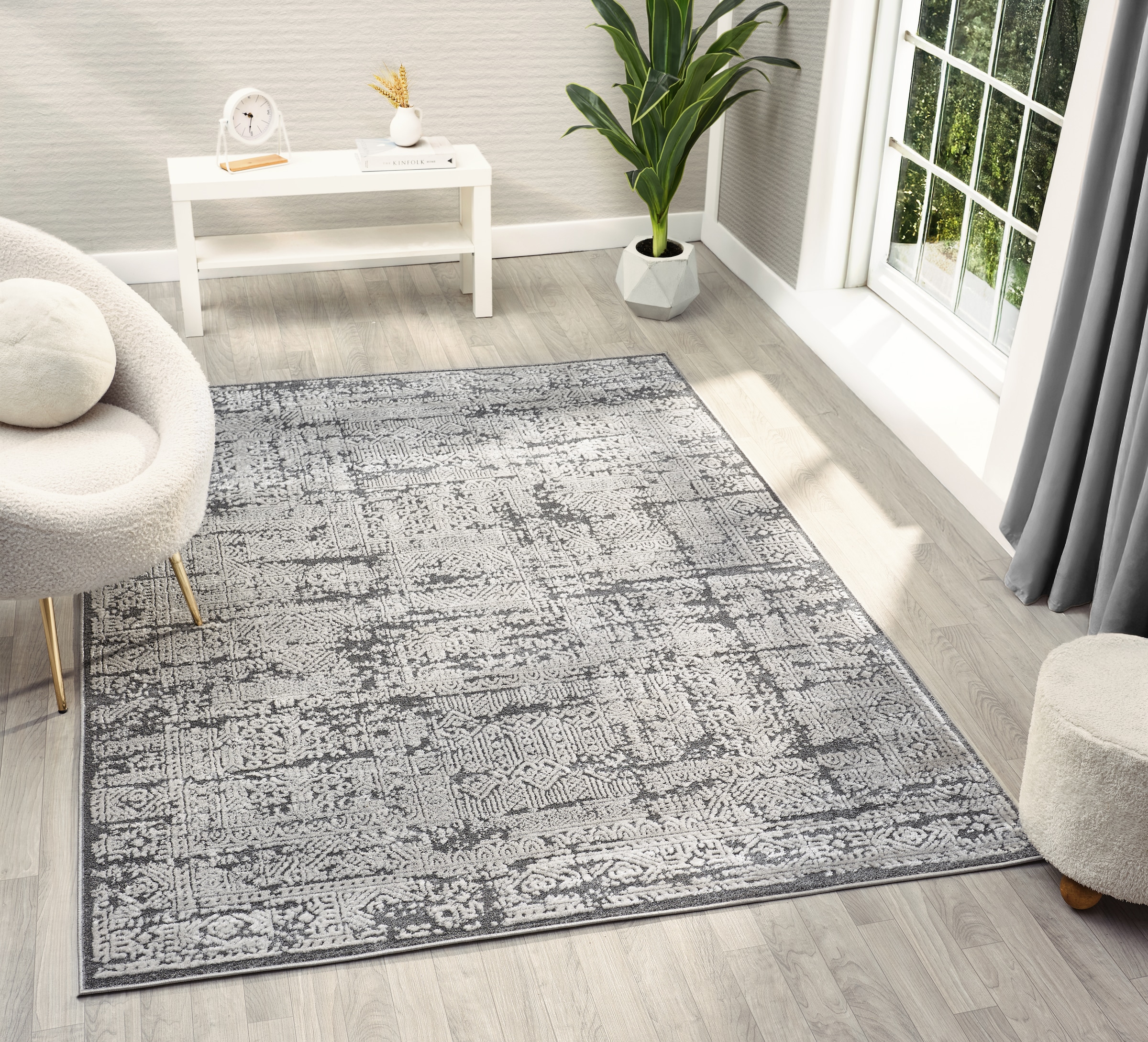 OTTO home Teppich »Selin« rechteckig 9 mm Höhe dezenter Glanz, Schrumpf-Garn-Effekt, im Vintage-Look, dichte Qualität