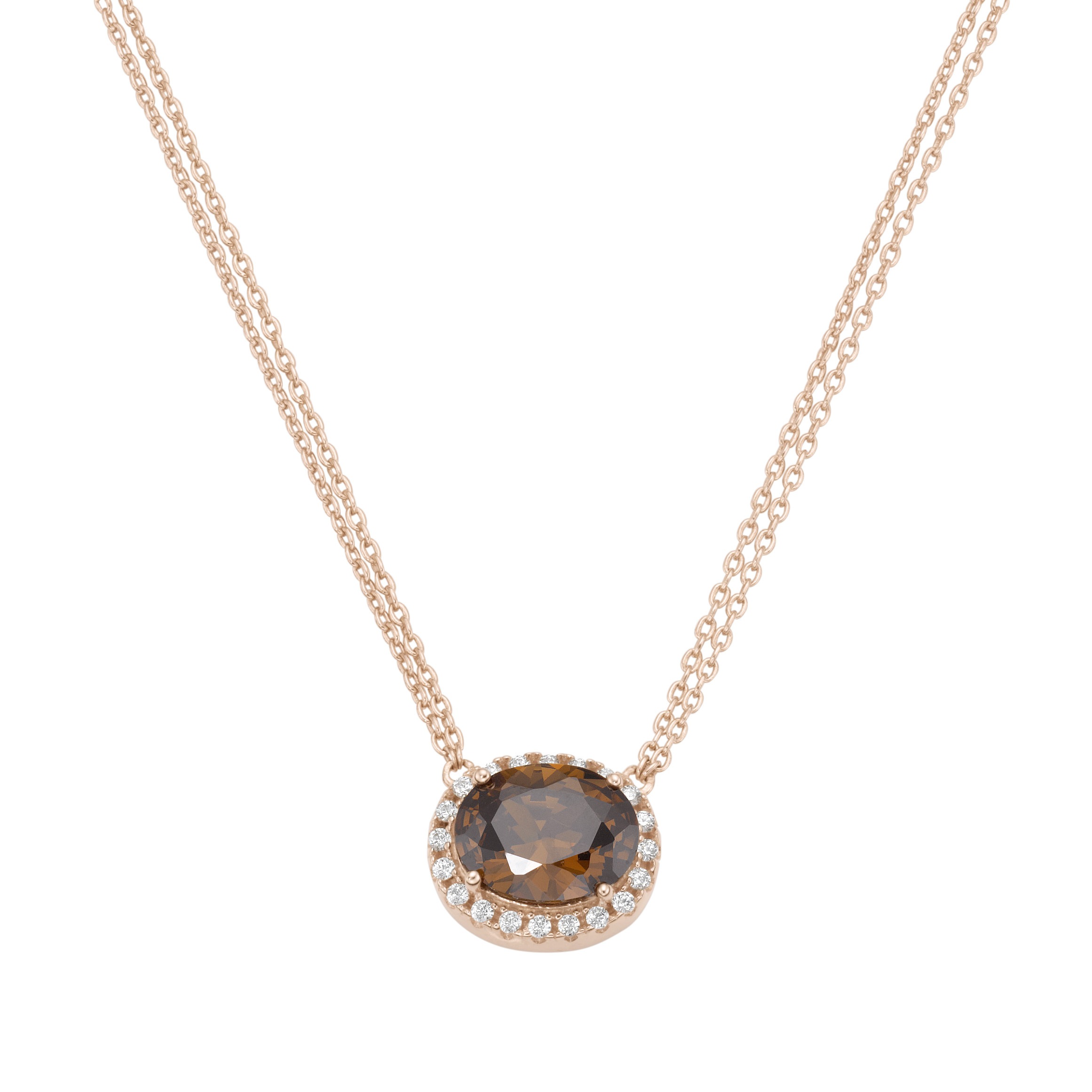 Smart Jewel Collier »mit weißen und braunem Zirkonia, Silber 925«