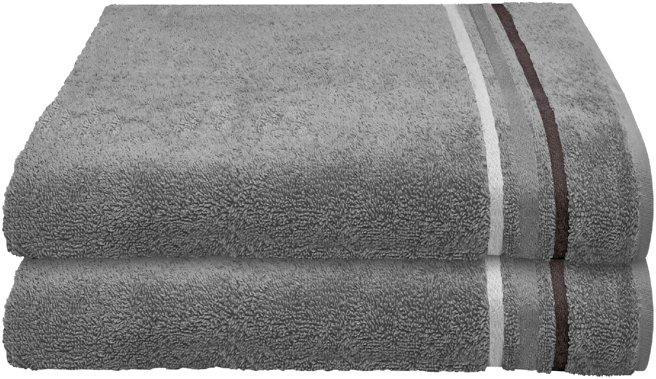Schiesser Duschtücher "Skyline Color aus 100 % Baumwolle mit eleganter Streifenbordüre" MADE IN GREEN by OEKO-TEX