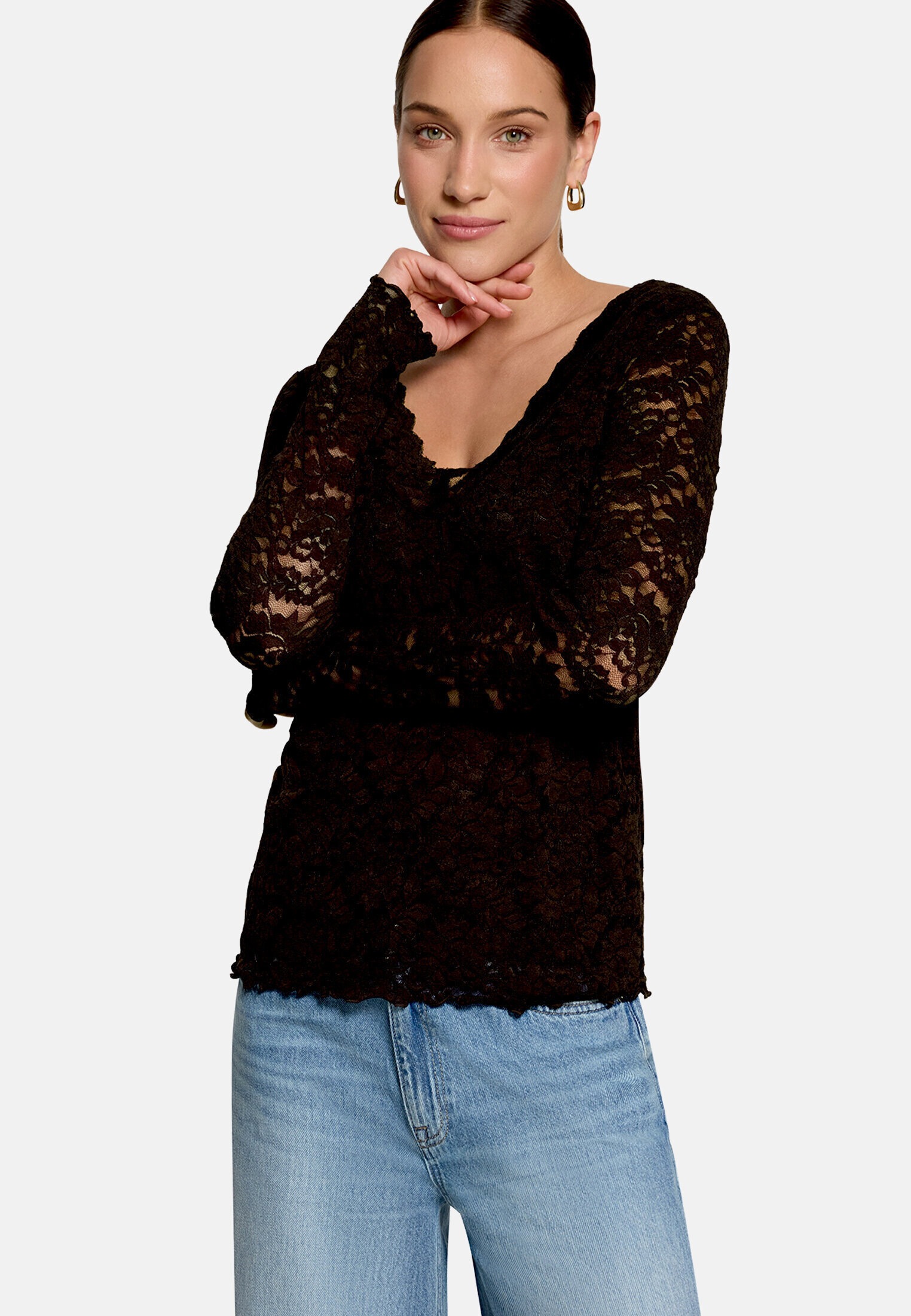 Zero Kurzarmshirt »Damen unifarben« 1 Spitze