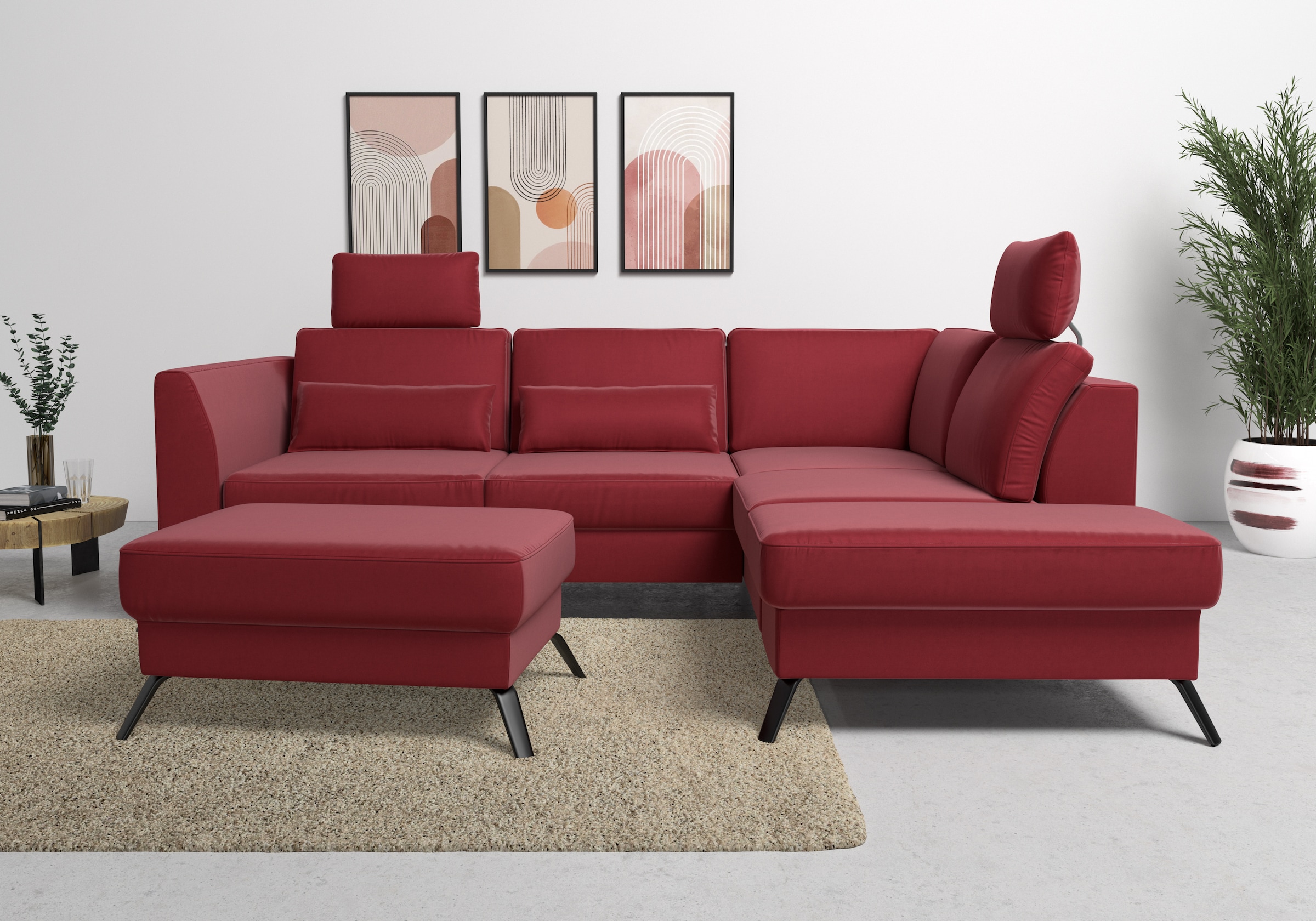 sit&more Ecksofa »Olsen L-Form«, inklusive Sitztiefenverstellung, wahlweise mit Bettfunktion, 15cm hoch