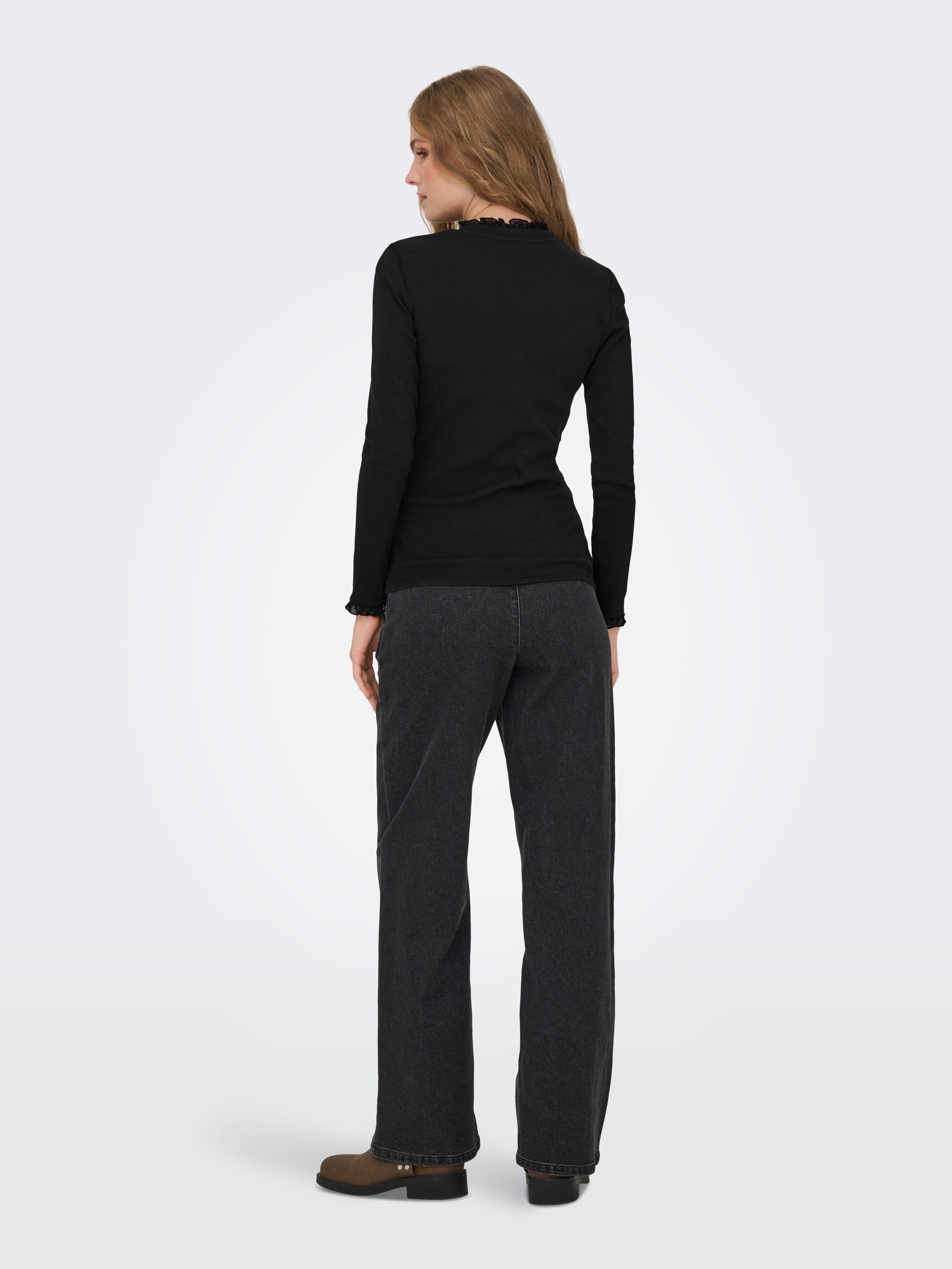 ONLY Langarmshirt »ONLLESLIE L/S LACE MIX TOP JRS«