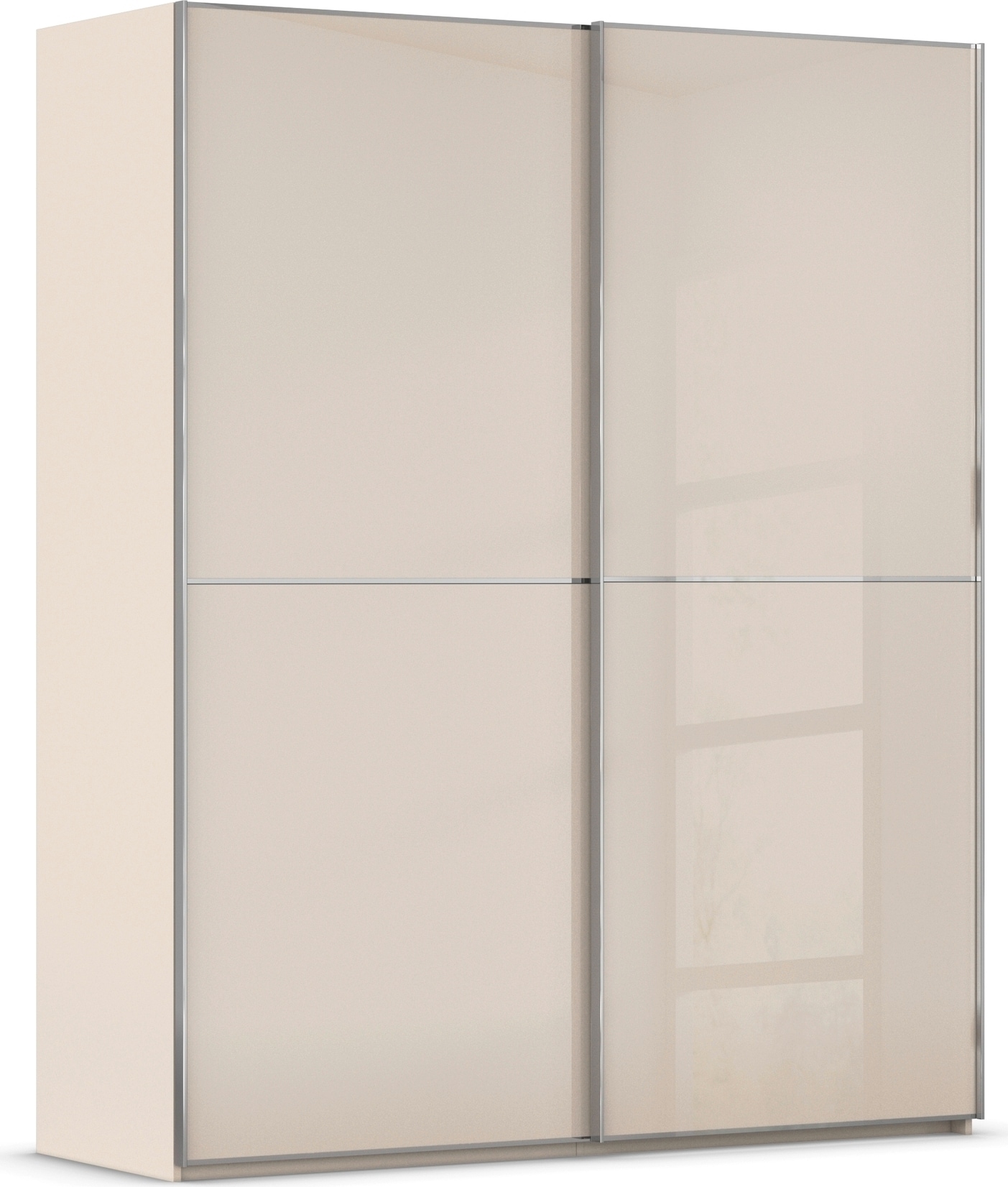 rauch Schwebetürenschrank "Kleiderschrank Schrank Garderobe Schlafzimmerschrank SCALE-DUO" edle zweigeteilte Türen Glas-Front mit 3 Zierleisten MADE IN GERMANY