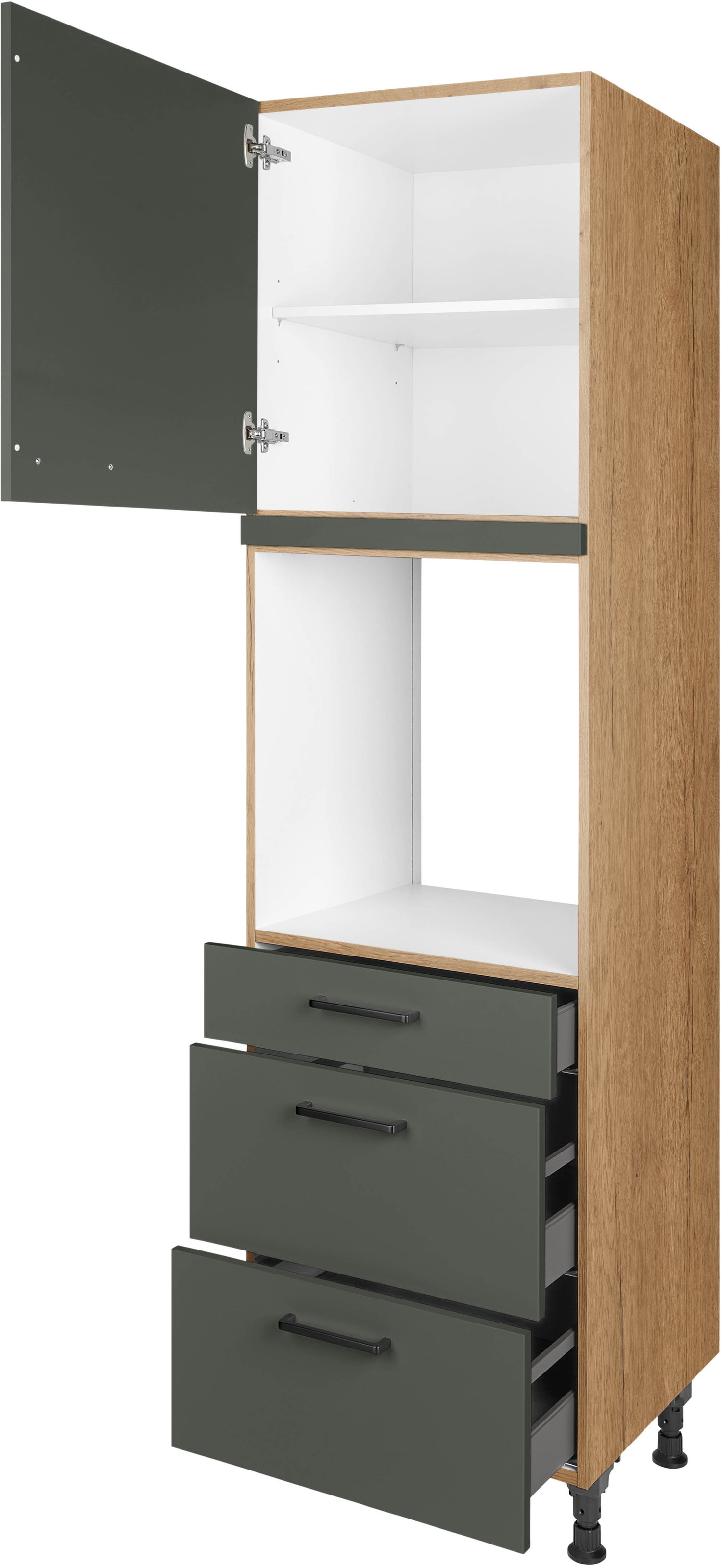 nobilia® Backofenumbauschrank »"Easytouch", Ausrichtung wählbar, mit Schublade und zwei Auszügen und«, einer Tür, vormontiert, Breite/Höhe: 60/216,6 cm