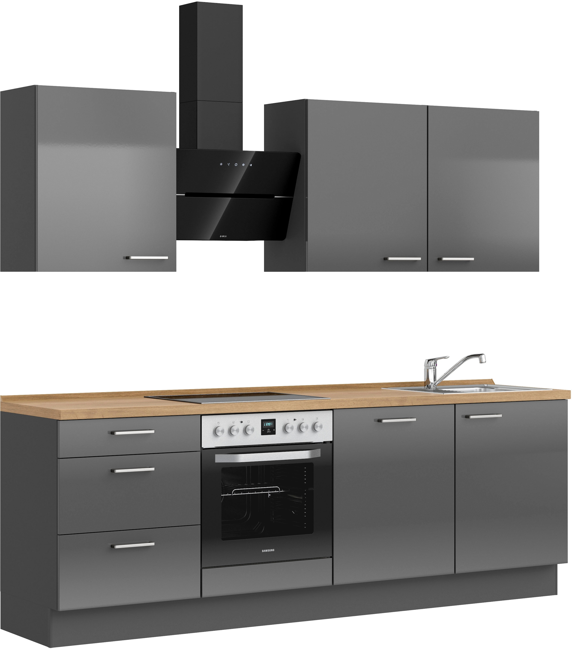 nobilia® Küchenzeile »"Flash II"«, vormontiert, Ausrichtung wählbar, Breite 240 cm, wahlw. mit E-Geräten