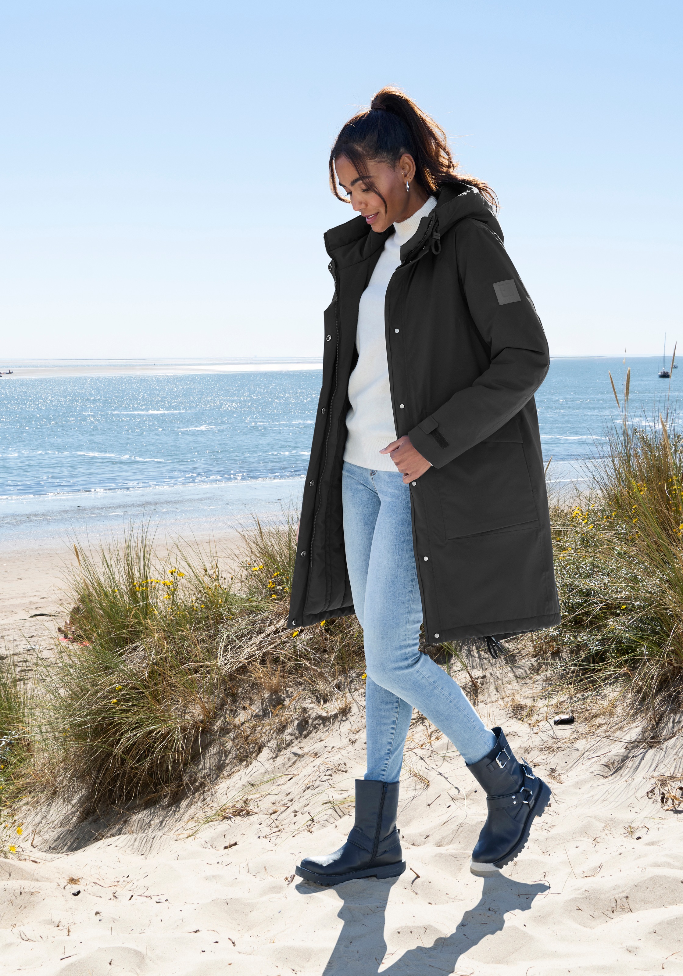 Thumbnail - Elbsand Winterjacke mit Kapuze mit verstellbarer Kapuze und aufgesetzten Taschen