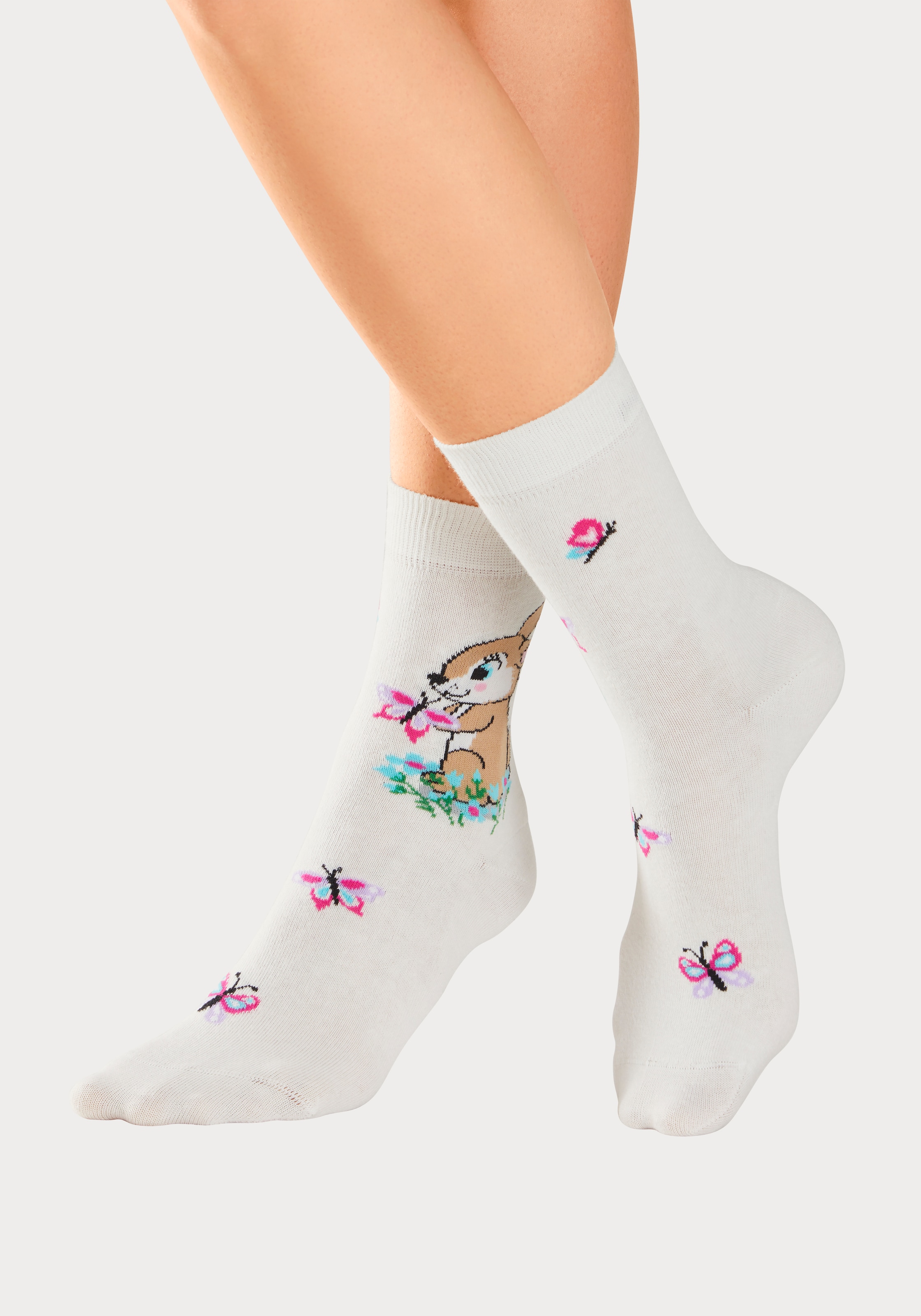 H.I.S Basicsocken, (Packung, 5 Paar), mit Hasen Motiven