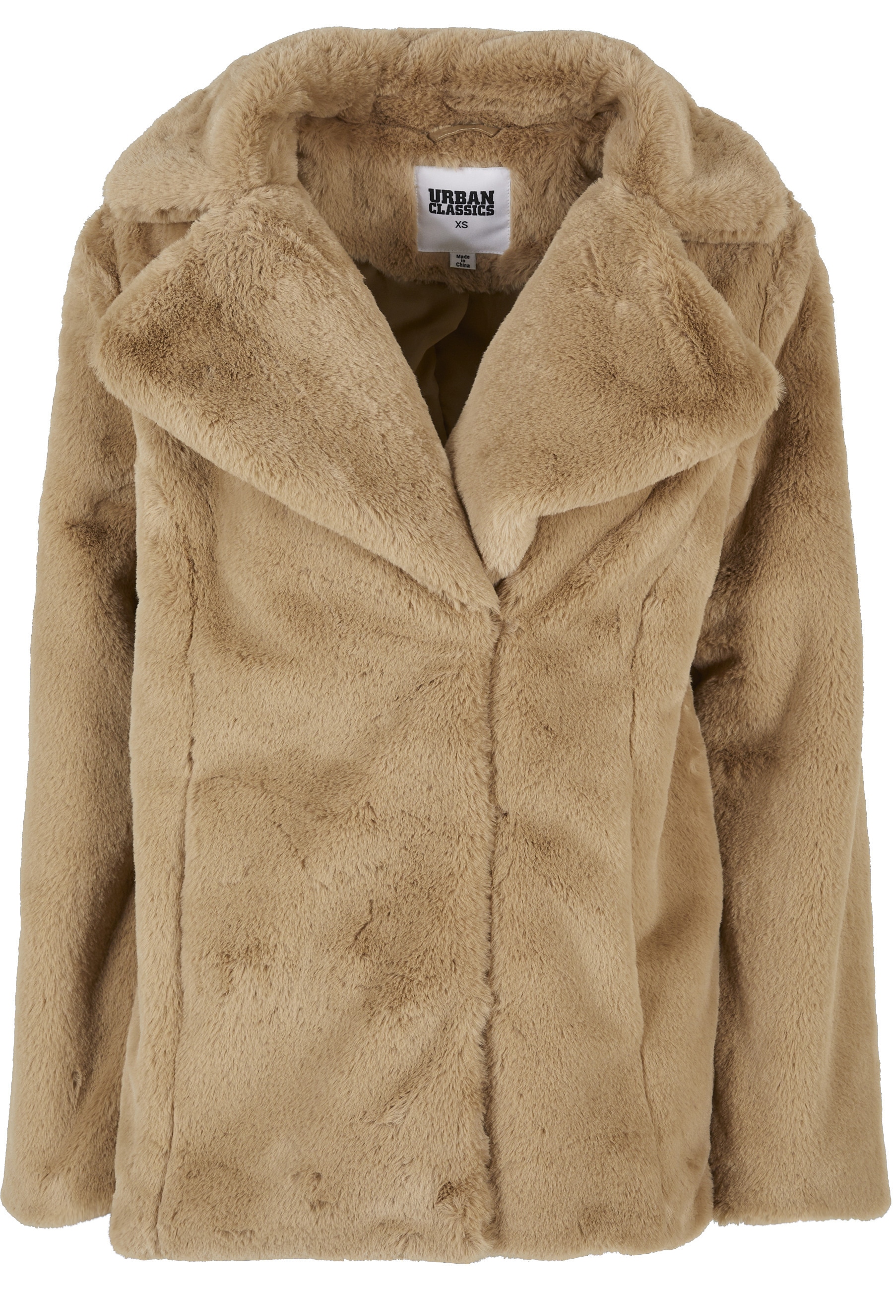 URBAN CLASSICS Winterjacke "Urban Classics Damen Ladies Lapel Teddy Jacket" günstig online kaufen