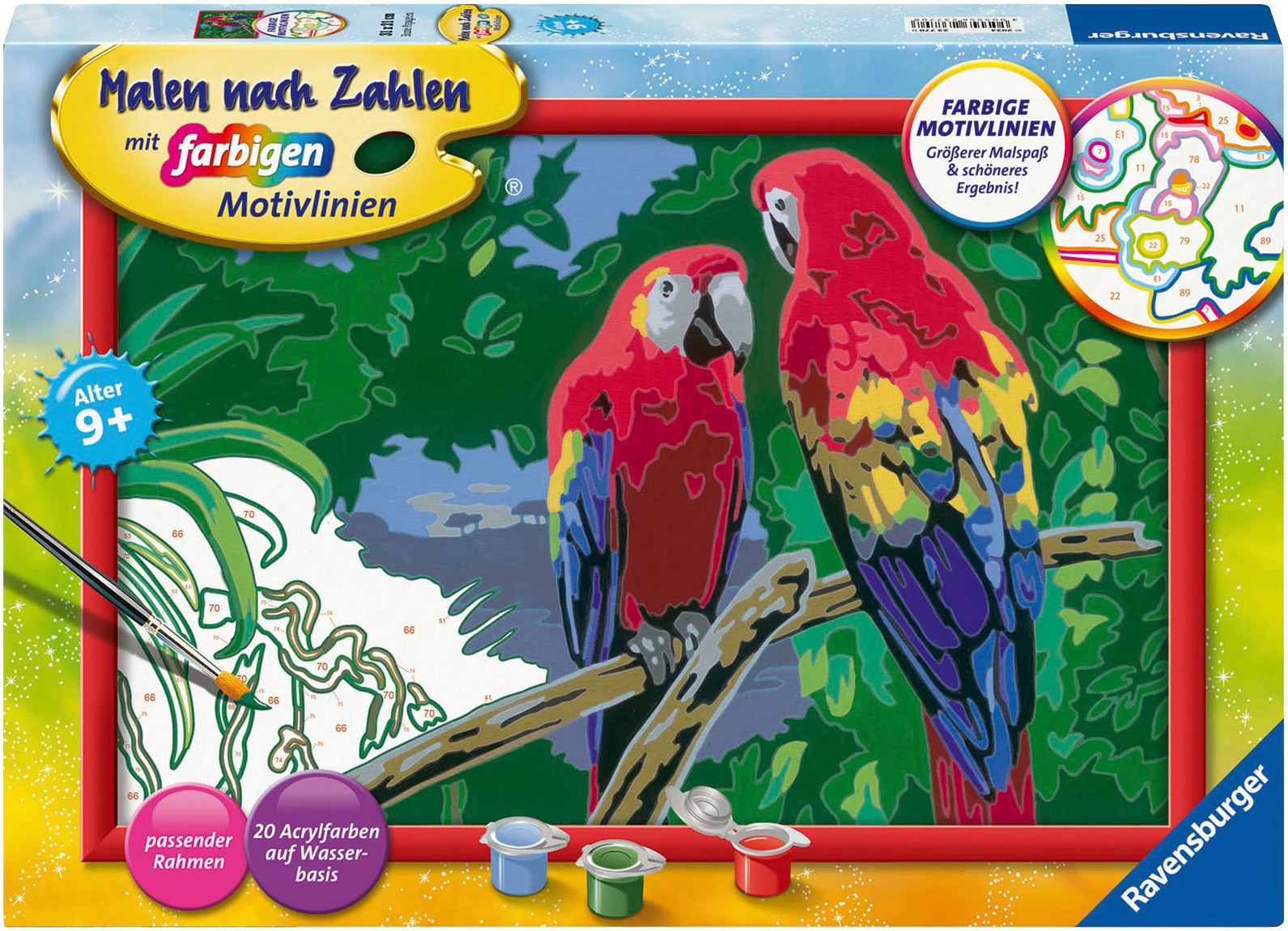 Ravensburger Malen nach Zahlen »Bunte Papageien«, Made in Europe, FSC® - schützt Wald - weltweit