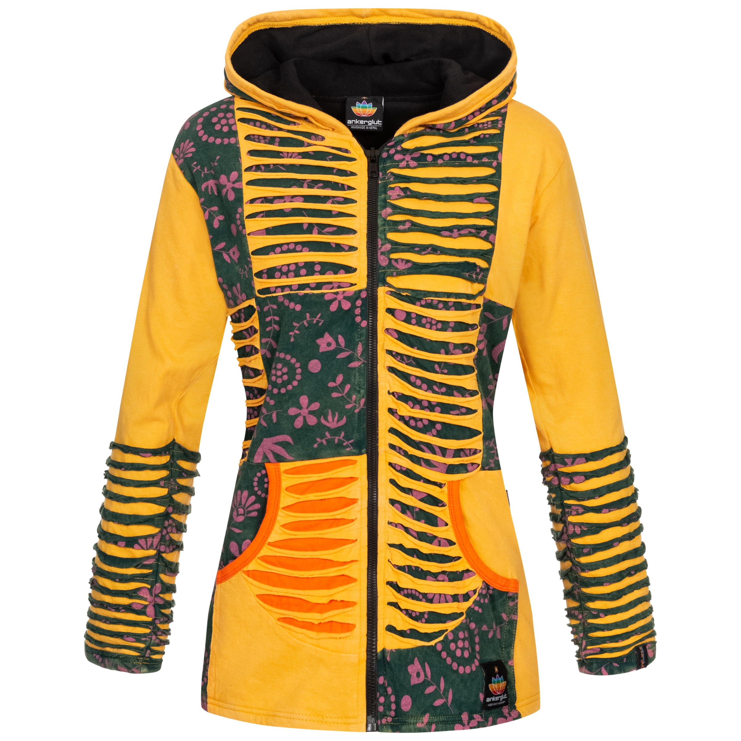 ankerglut Fleecejacke "Patchwork Multicolor NUNAVUT II NEW FLOWER POWER" günstig online kaufen