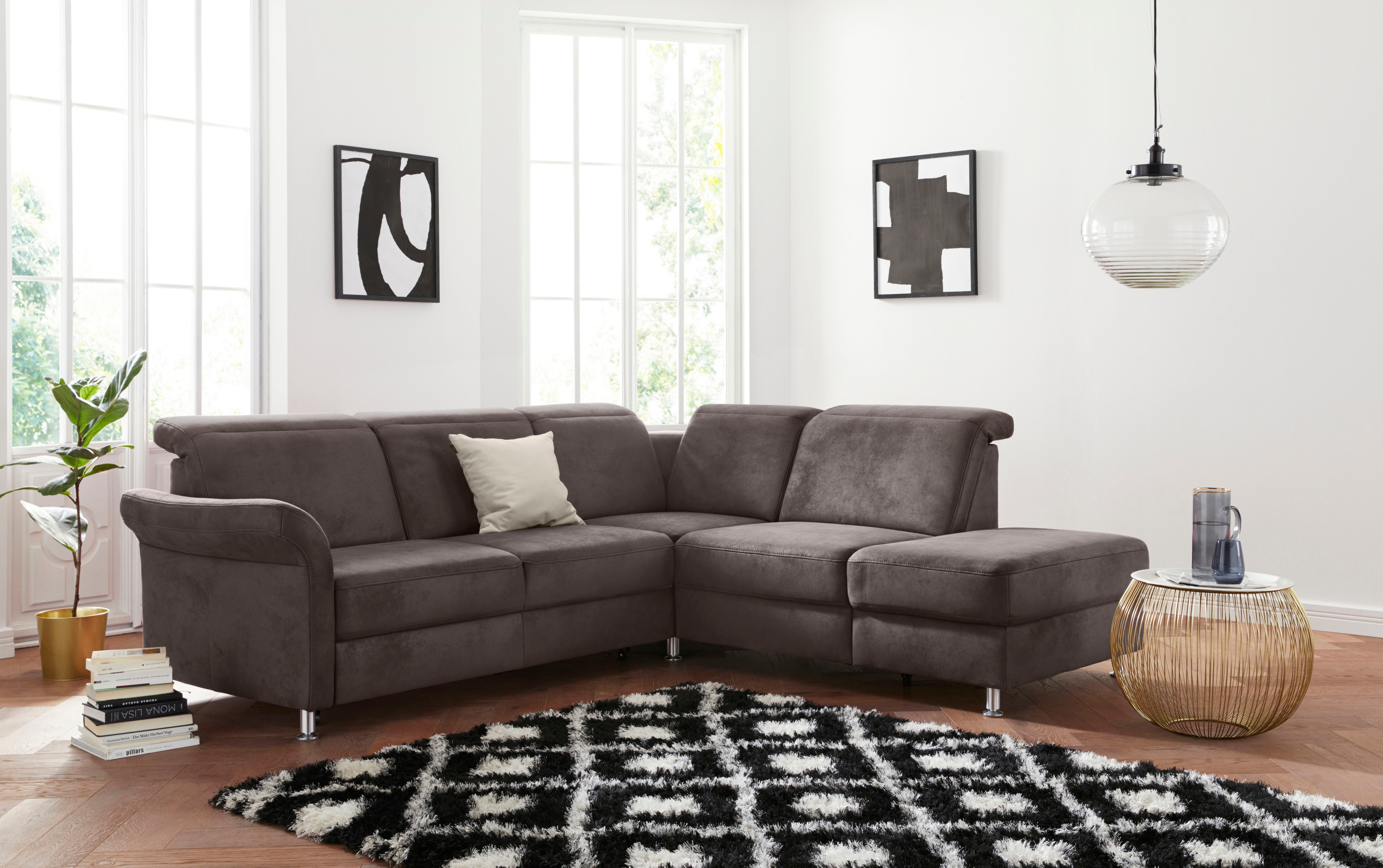 sit&more Ecksofa "Darwin L-Form" inklusive Federkern, wahlweise mit Kopfteilverstellung, Schlaffunktion