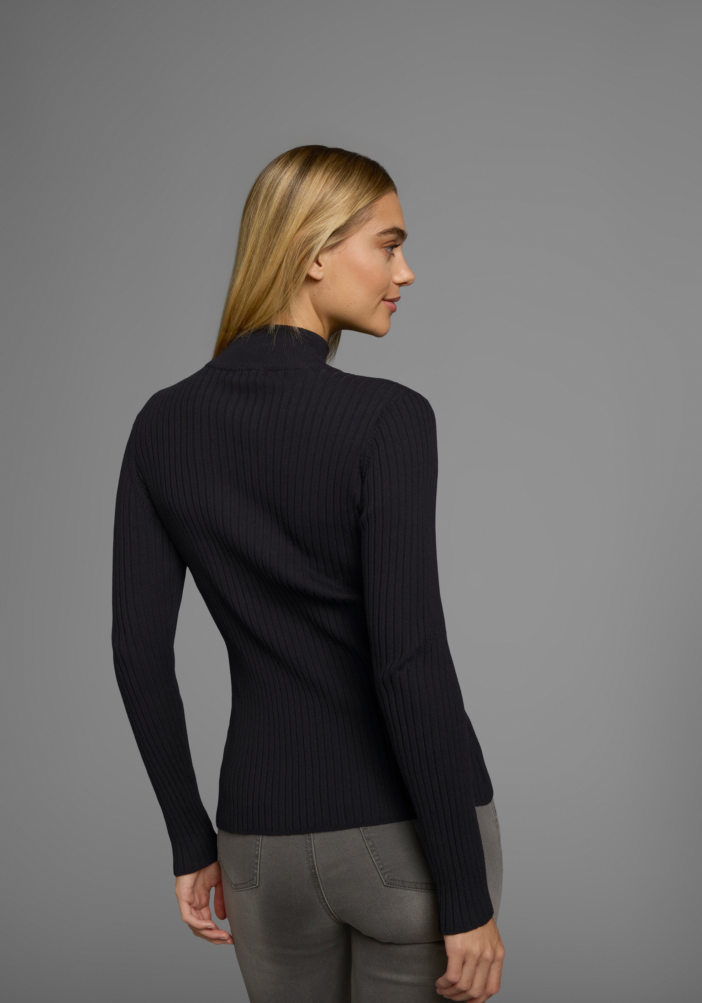 AJC Strickjacke, in Rippenstrick mit Zipper vorne günstig online kaufen