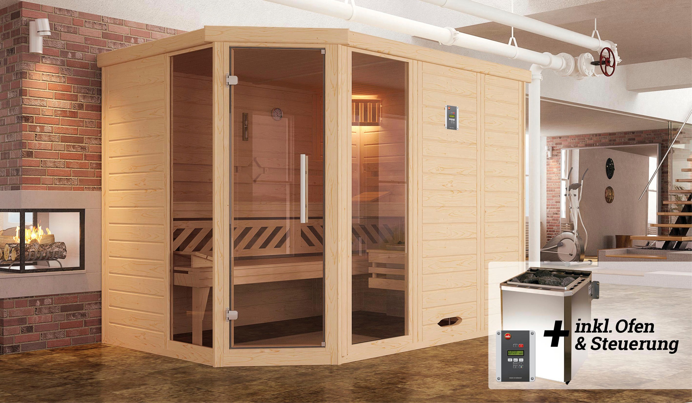 weka Sauna »Kemi«, 7,5 kW Bio-Ofen mit digitaler Steuerung