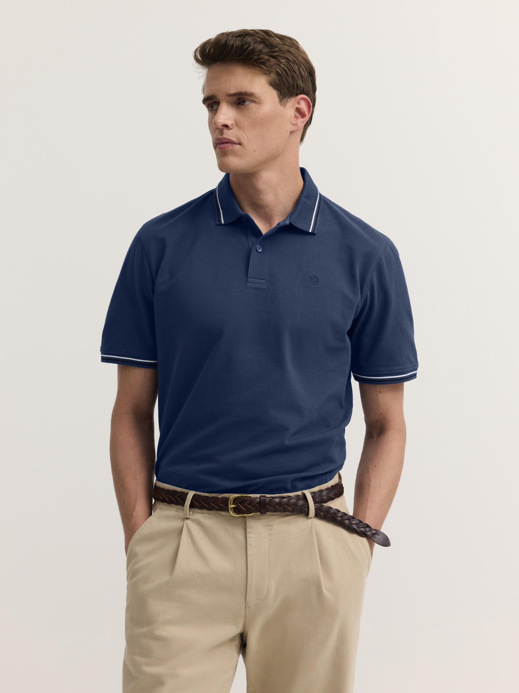 bugatti "Modern Fit" Modern Fit Baumwoll-Piqué Kurzarm Polokragen
