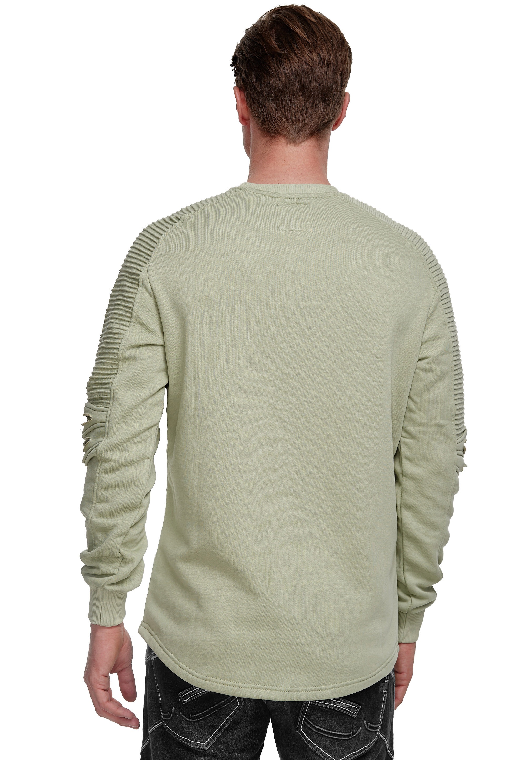 Rusty Neal Sweatshirt, mit geripptem Ärmeldesign