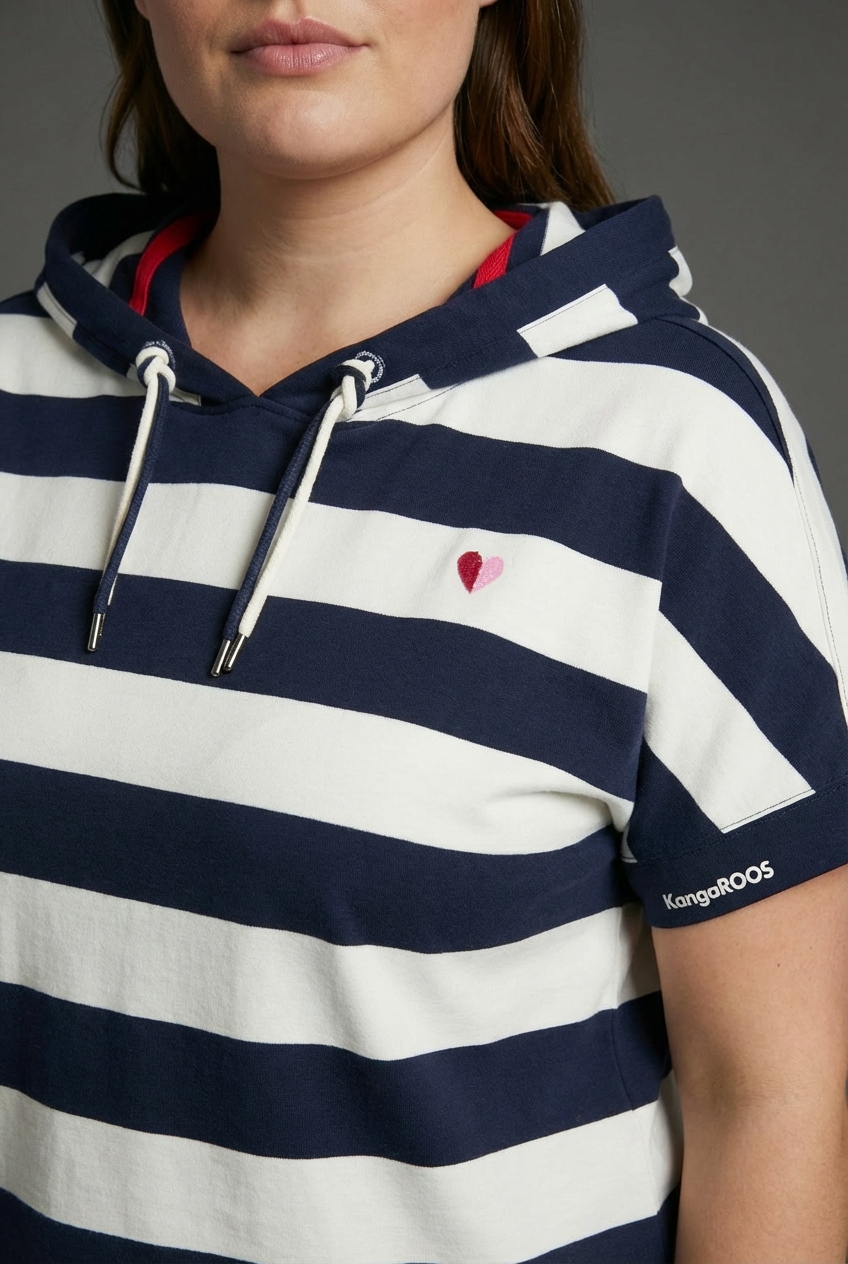 KangaROOS Kapuzenshirt Kurzarmshirt, mit Kapuze, hüftlange Schnittform, große Größen