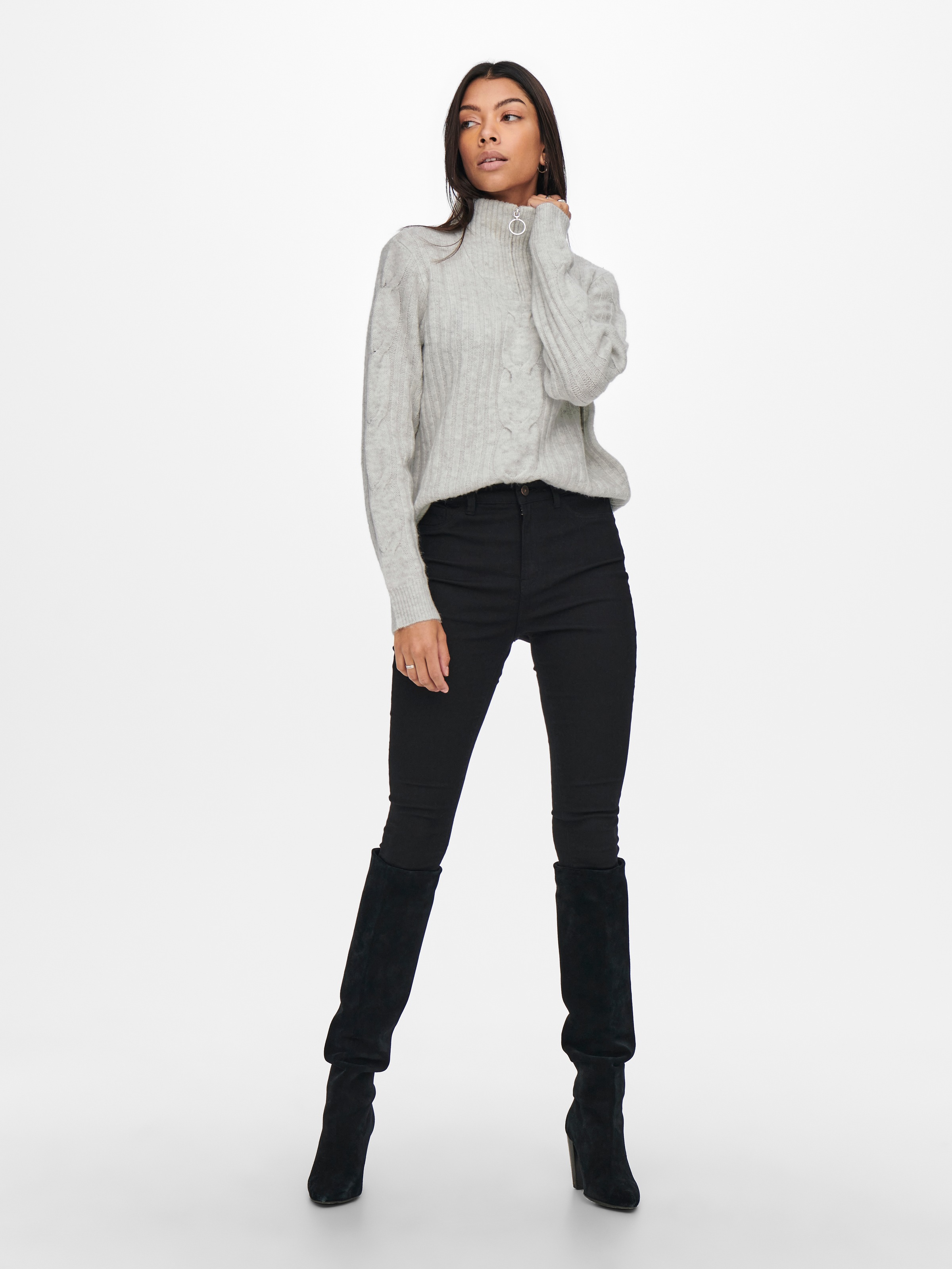 JDY Stehkragenpullover »JDYANDREA L/S ZIP CABLE PULLOVE KNT NOOS«
