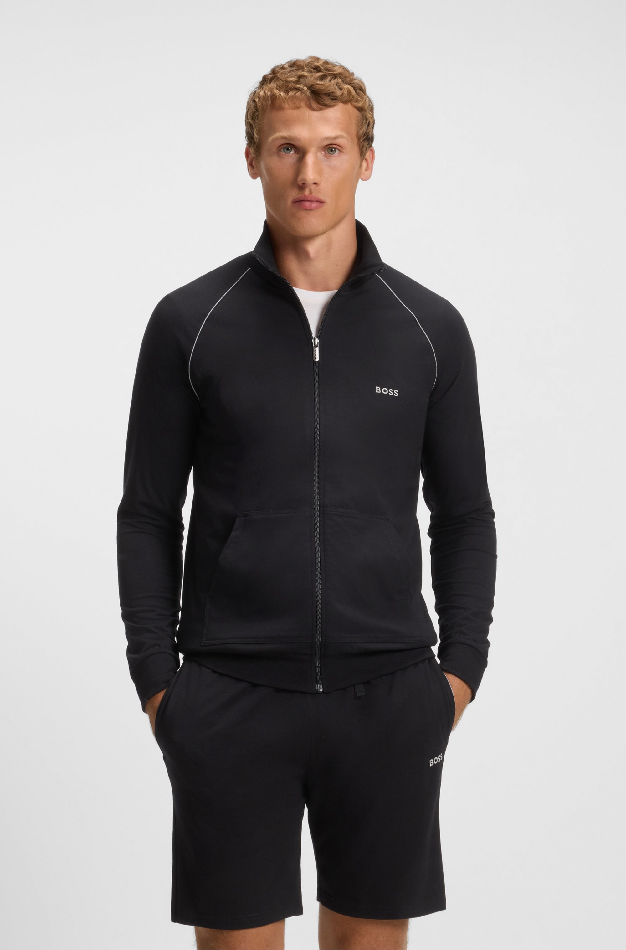 BOSS Sweatjacke »Mix&Match Jacket Z«, mit Kontrastnaht am Ärmel