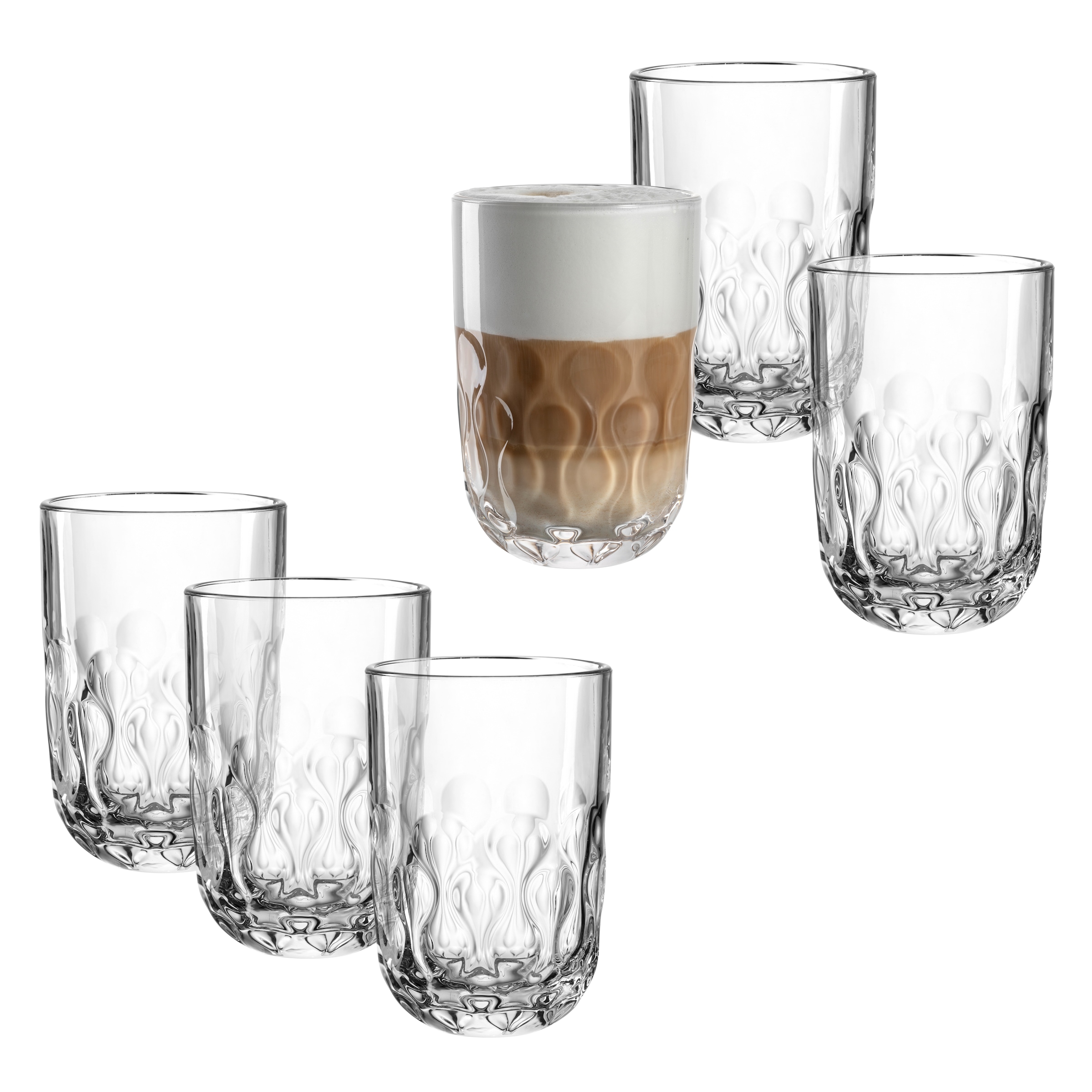 LEONARDO Latte-Macchiato-Glas "GOCCE, 380 ml, 6er-Set" 2. Variante, mit Tro günstig online kaufen