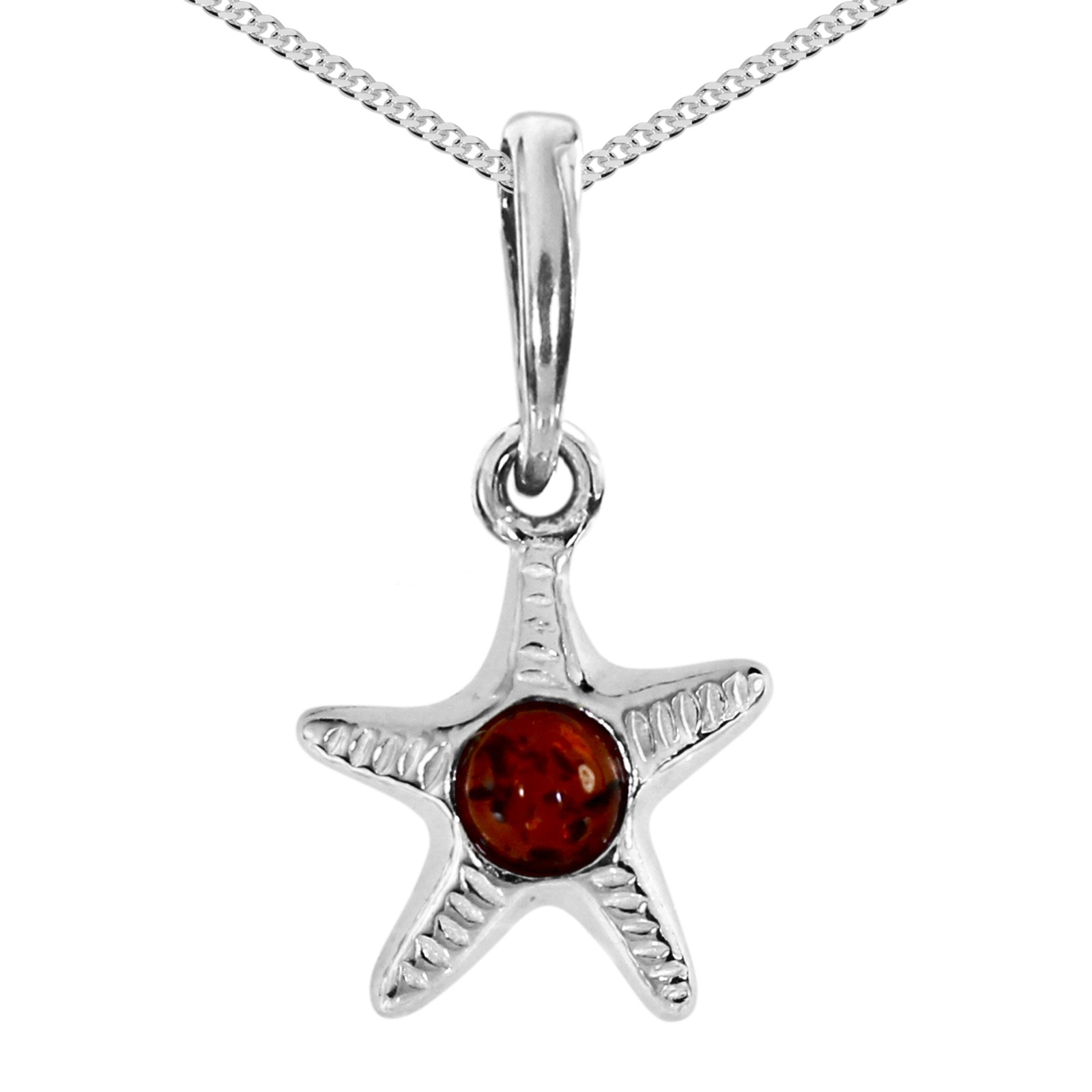 Kette mit Anhänger OSTSEE-SCHMUCK "- Seestern - Silber 925/000 - Bernstein" Gr. 45, silber (silber 925, silberfarben, weiß), Schmuck_Sets, Damen, 45, Silber 925 (Sterlingsilber)