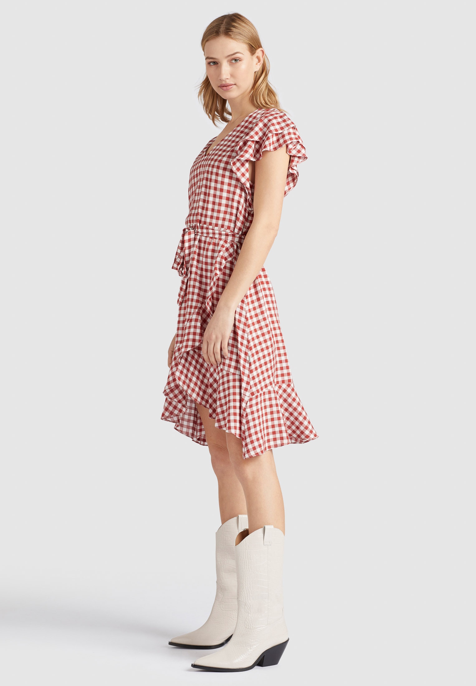 khujo Sommerkleid »khujo Kleid TERELLE«, aus karierter Viskose mit Volants