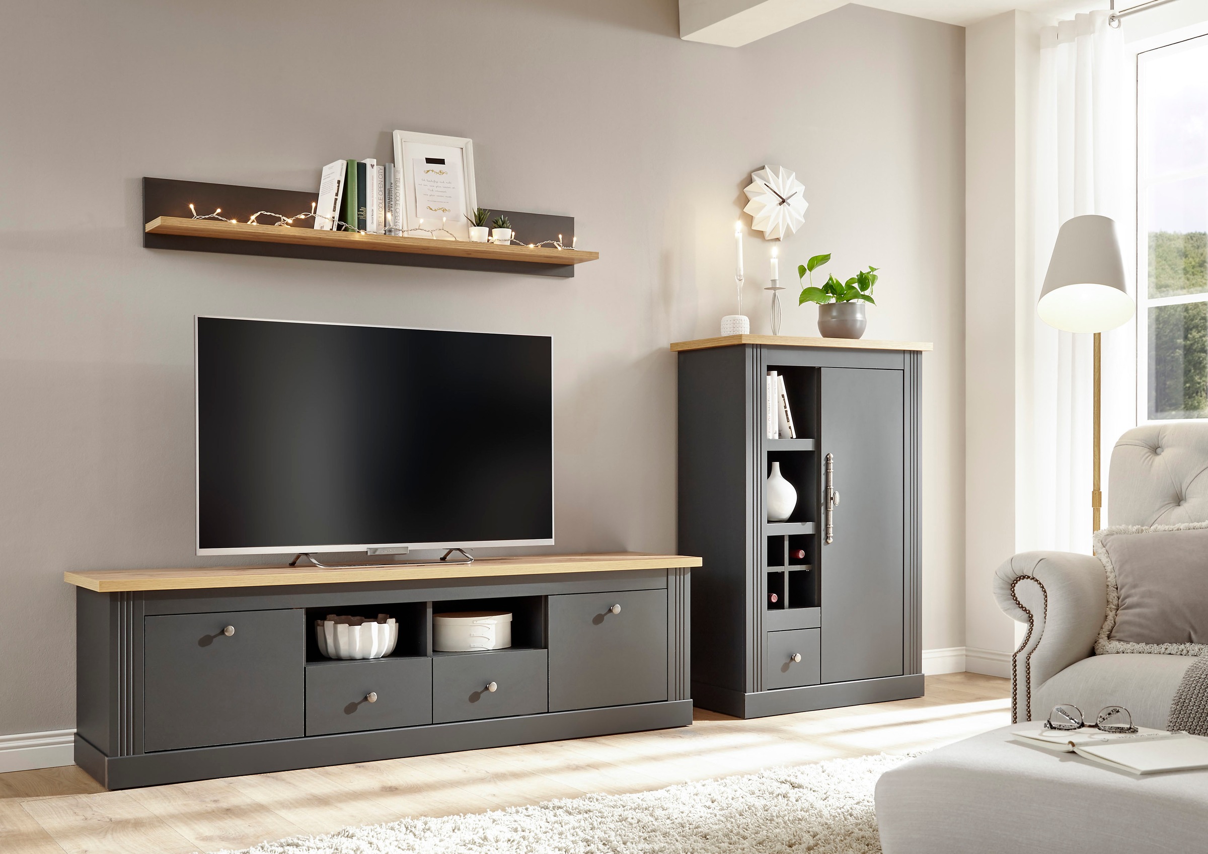 Home affaire Wohnwand "Westminster BESTSELLER" Set, Lowboard, Kommode, Wand günstig online kaufen