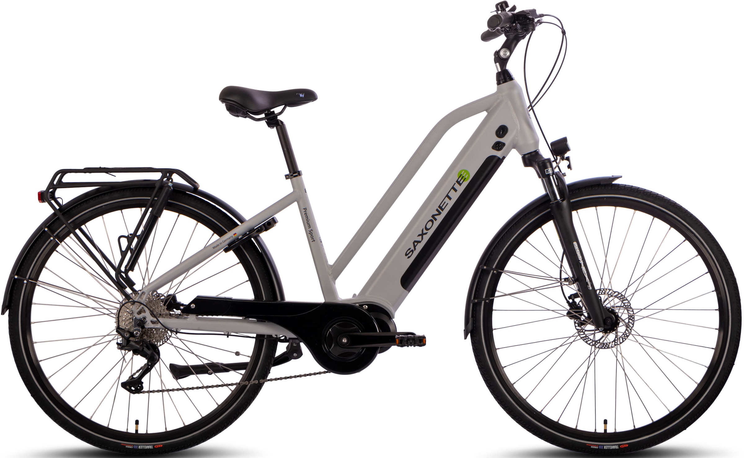 SAXONETTE E-Bike »Premium Sport (Trapez)«, 10 Gang, Mittelmotor 250 W, Pedelec