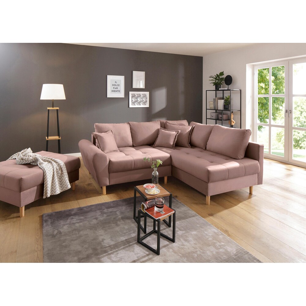 Ecksofa »Rice«, (Set, mit Hocker)