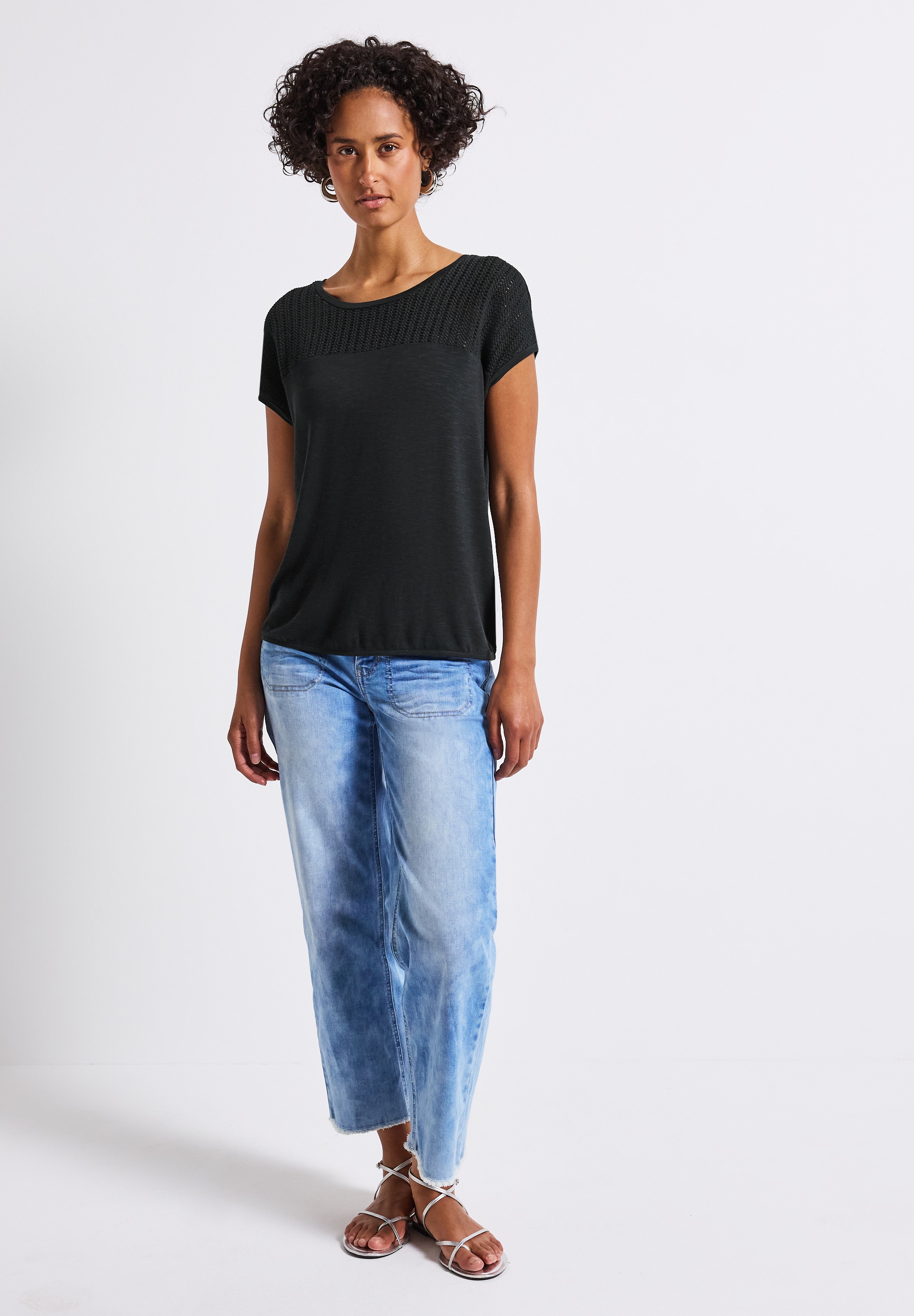 STREET ONE T-Shirt, aus elastischem Materialmix