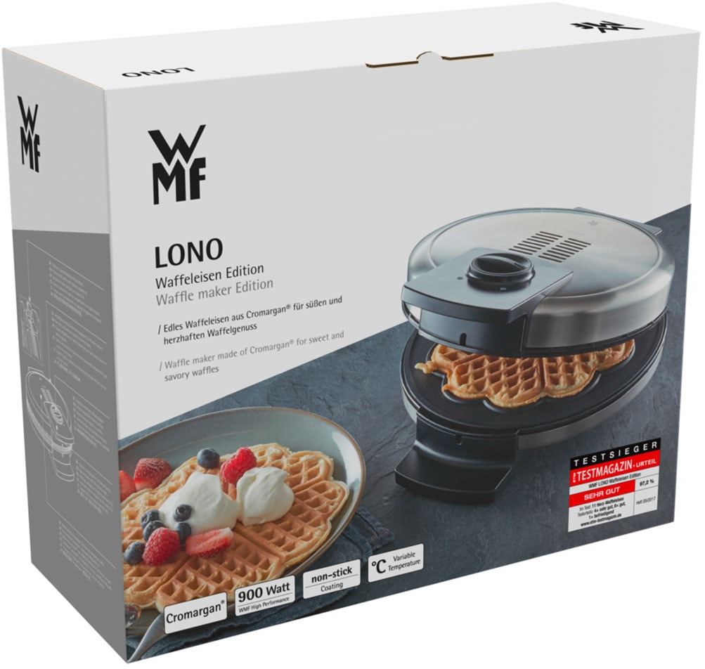 WMF Waffeleisen »LONO, antihaftbeschichtete Aluminium-Gussplatten, stufenlose Bräunung«, 900 W, einfache Aufbewahrung, Kabelaufwicklung, Maße: 22 x 26 x 8,5 cm