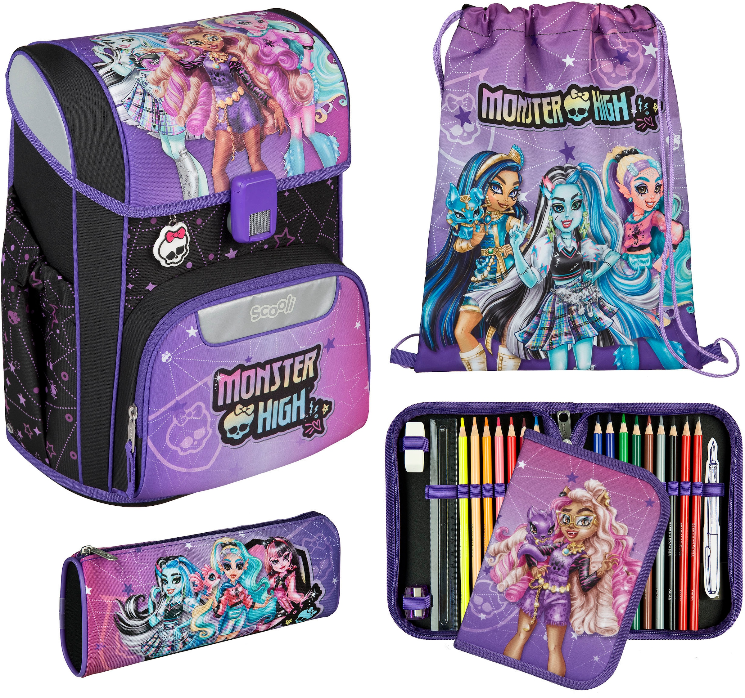 SCOOLI Kinder Schulranzen "Easy Start"monster high, Rucksäcke