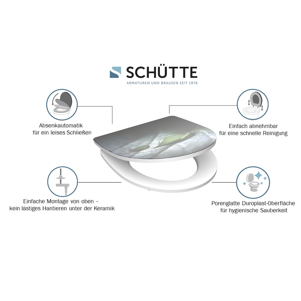Marken Schütte Schütte WC-Sitz »Raindrop«, Duroplast, Hochglänzender Toilettendeckel mit Absenkautomatik und Schnellverschluss, Marken Schütte Schütte WC-Sitz »Raindrop«, Duroplast, Hochglänzender Toilettendeckel mit Absenkautomatik und Schnellverschluss,