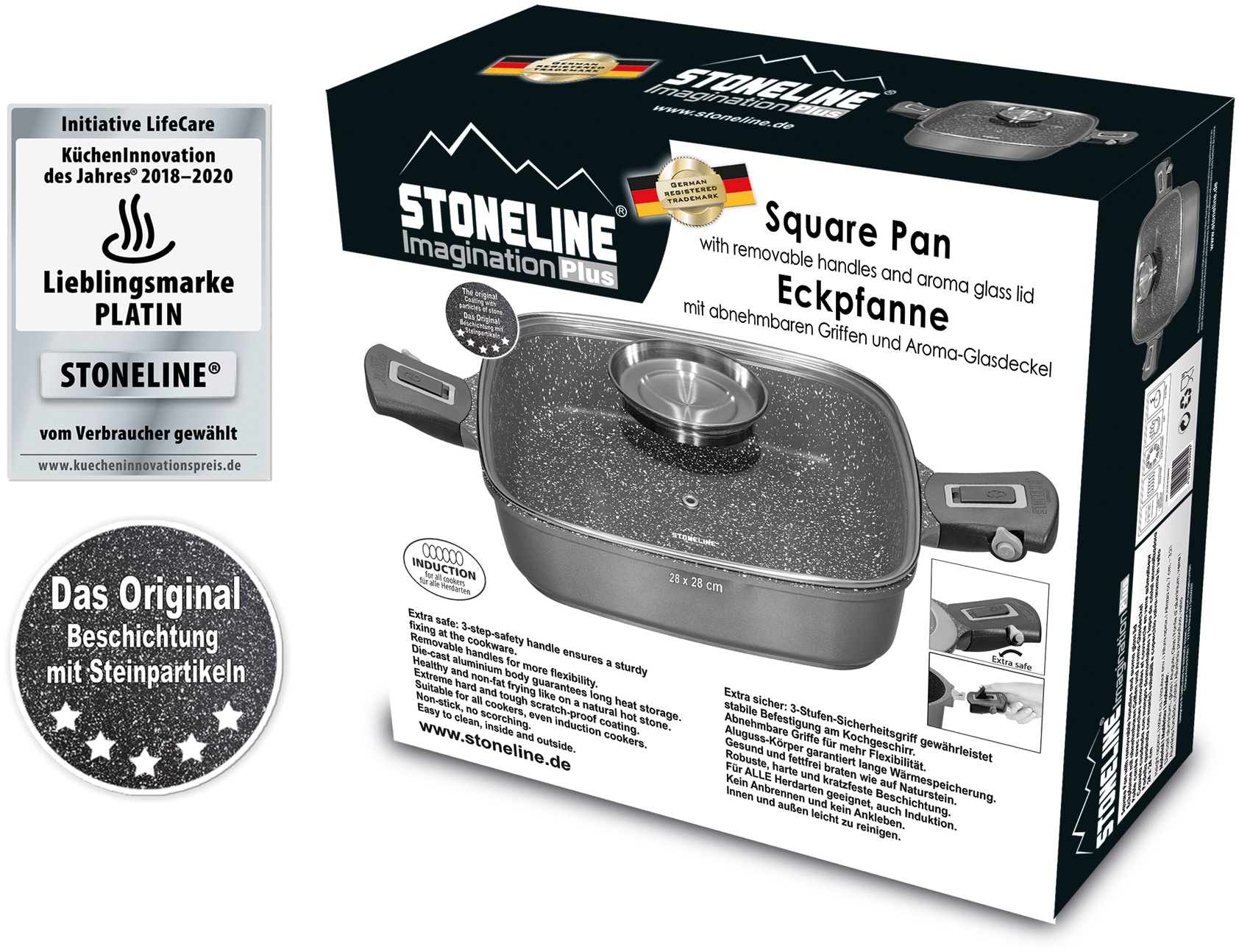 STONELINE Servierpfanne »Imagination PLUS«, Aluminiumguss, (1 tlg.), 28 x 28 cm, Induktion