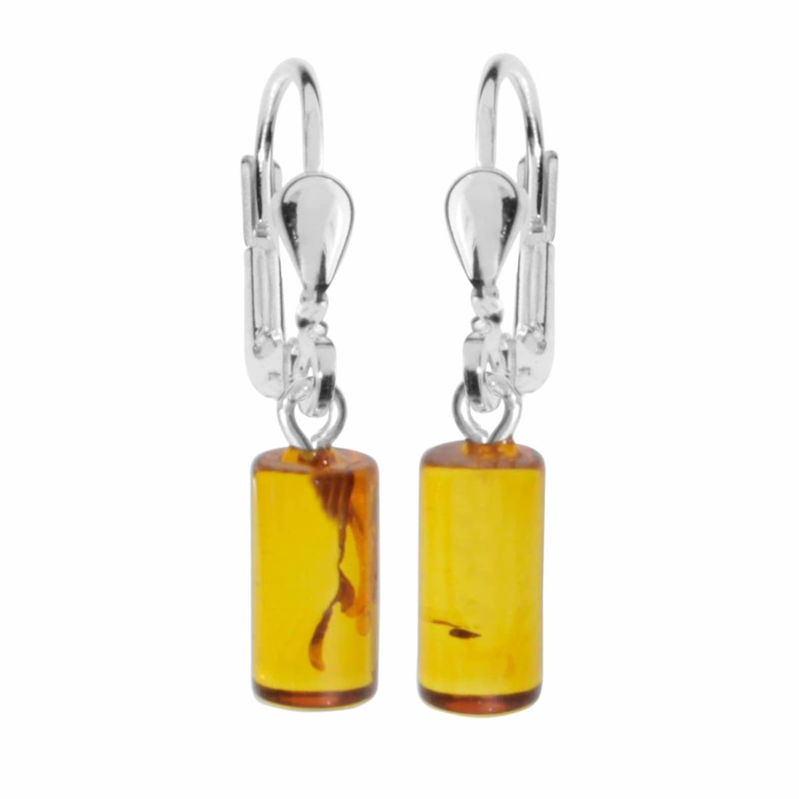 Paar Ohrhänger OSTSEE-SCHMUCK "- Walze 5 x 12 mm - Silber 925/000 - Bernstein" Gr. 28, silber (silber 925, silberfarben, weiß), Ohrringe, Damen, Silber 925 (Sterlingsilber)