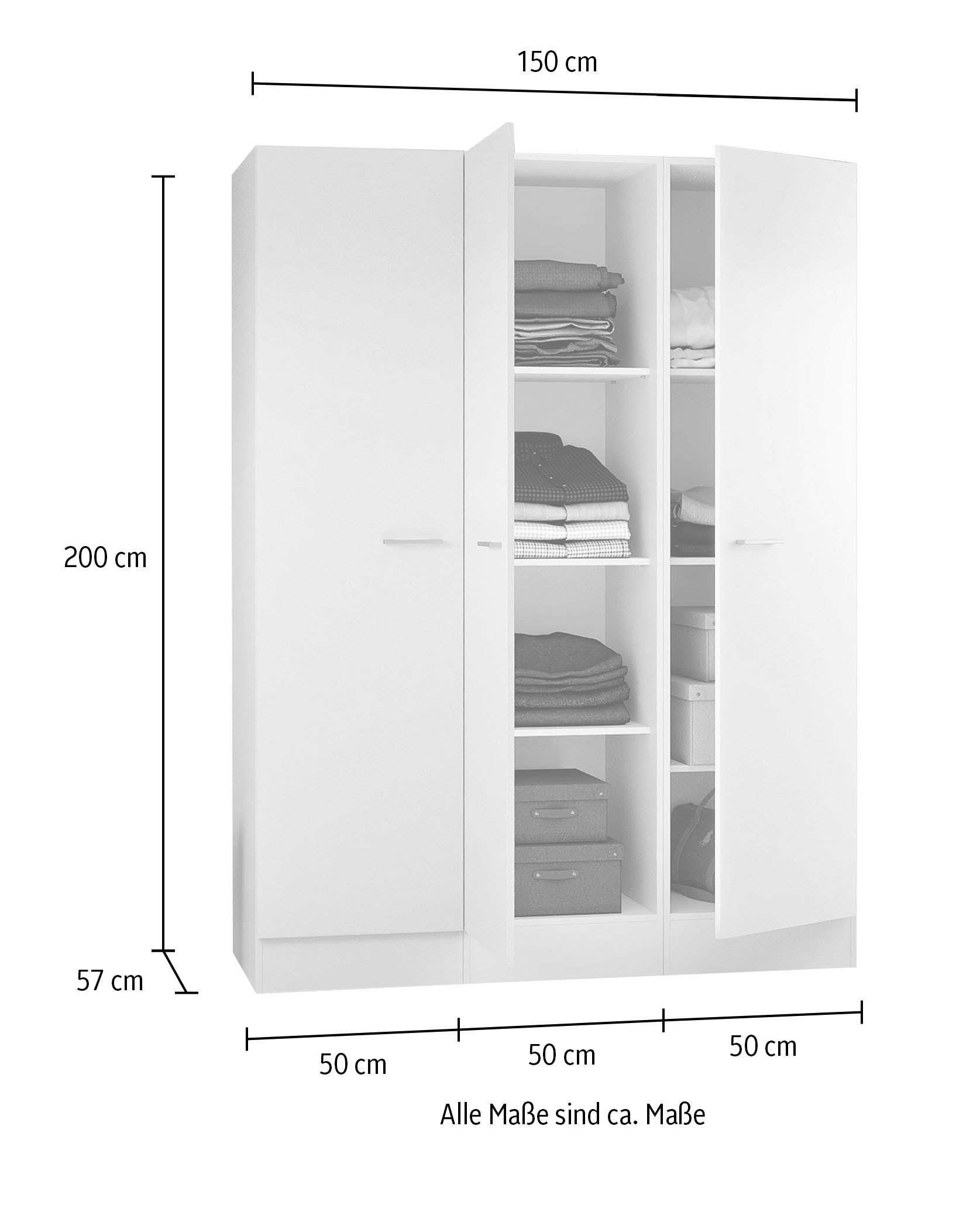 Flex-Well Mehrzweckschrank-Set »L-150-1010-000-Lucca«, (Komplett-Set), Gesamtbreite 150 cm
