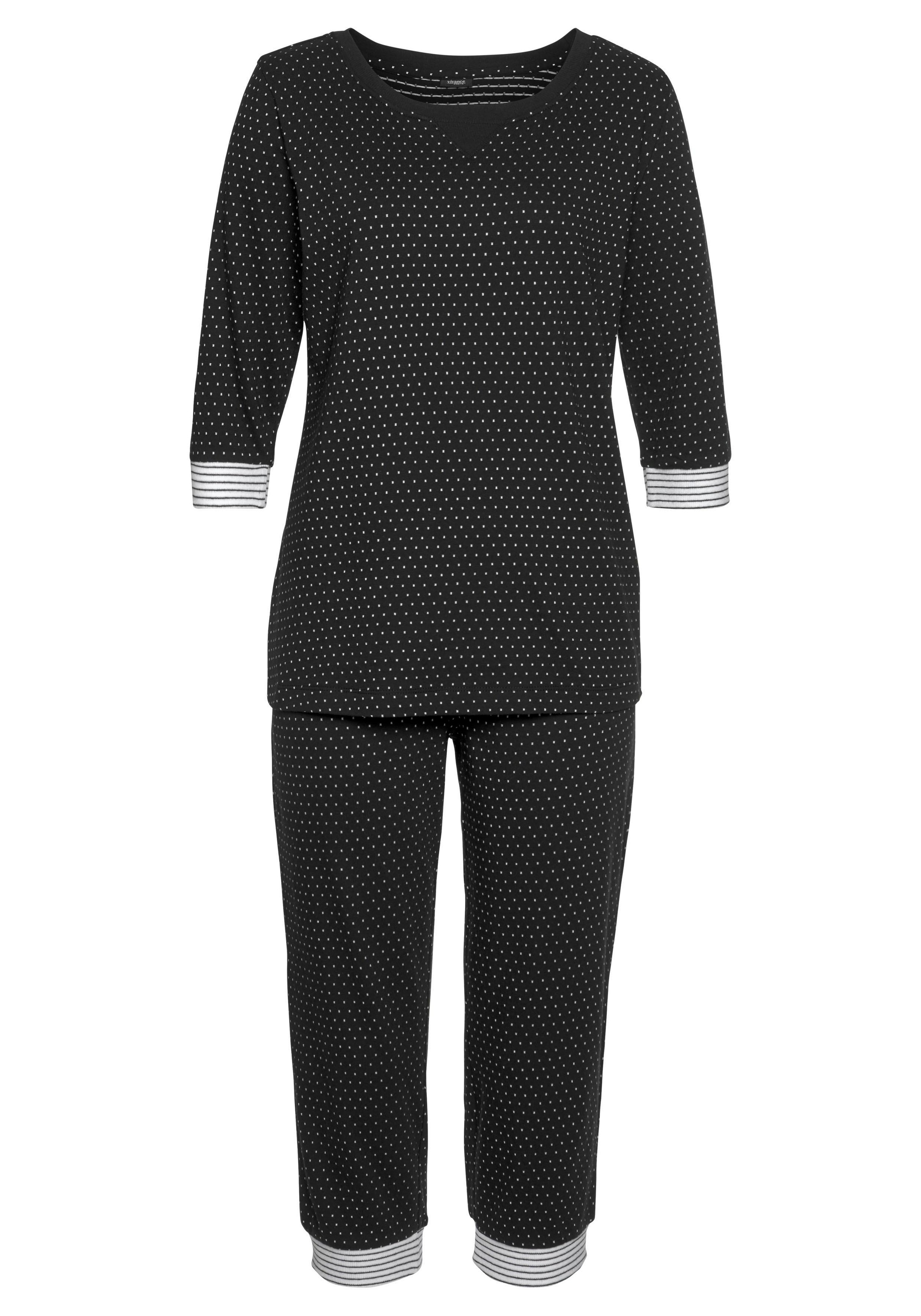 Vivance Dreams Capri-Pyjama 2-teilig, 2 tlg. mit Pünktchen- und Streifenmus günstig online kaufen