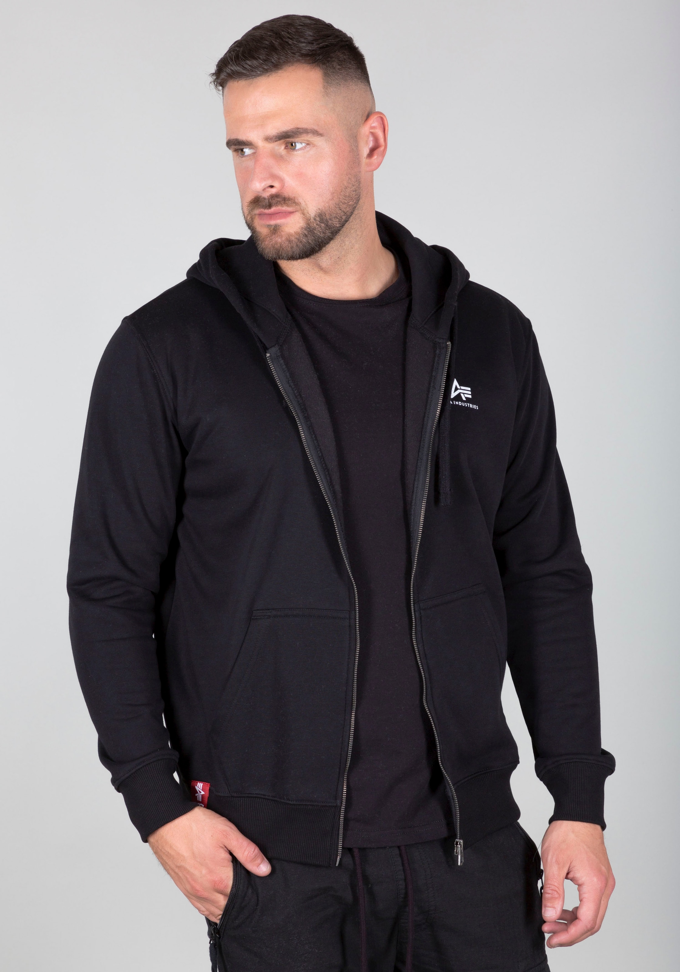 Alpha Industries Kapuzensweatjacke "Basic Zip Hoody SL" Baumwollmischung, r günstig online kaufen