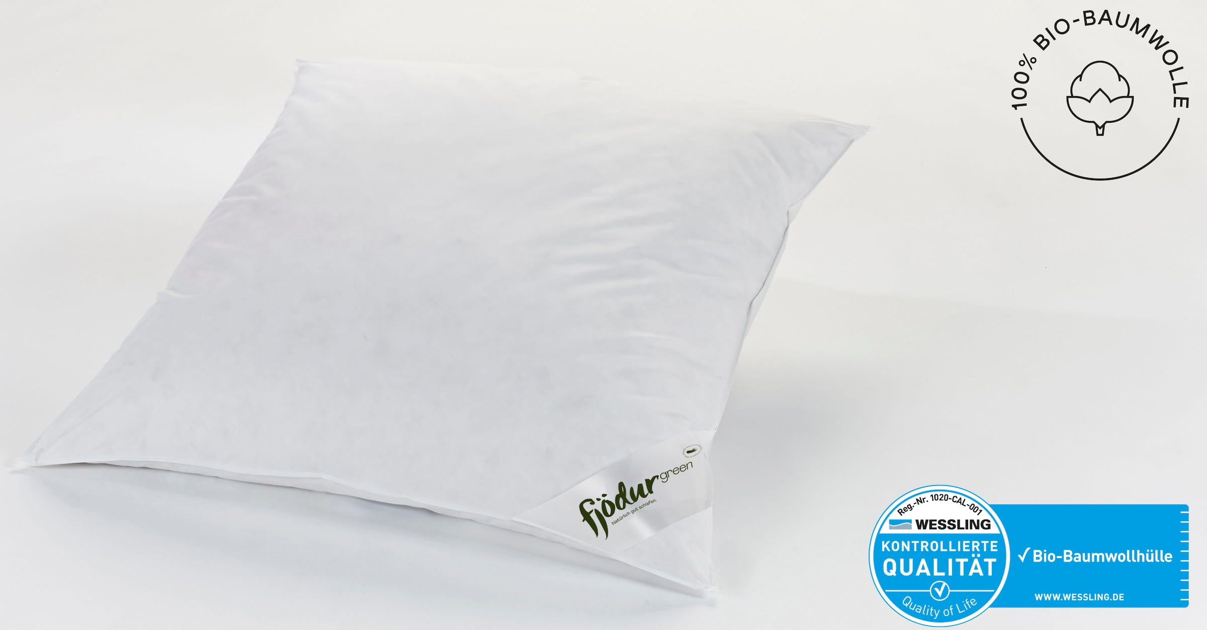 fjödur Federkopfkissen »Fleur«, Füllung: 85% Federn & 15% Daunen, Bezug: Bio-Baumwolle, (1 St.), Das Kissen gibt es in den Größen 40 x 80 und 80 x 80 cm.