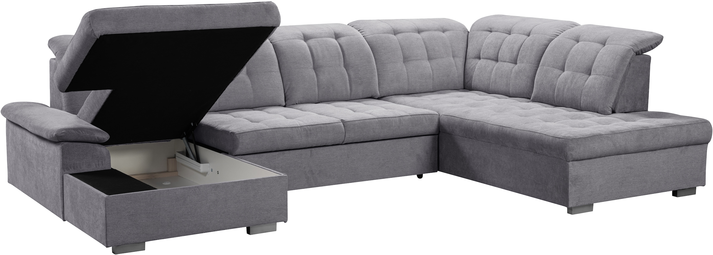 WERK2 Wohnlandschaft »Kordula-New Multifunktion Couch, Breite 332cm, U-Form«, Sofa in U-Form mit Schlaffunktion & Bettkasten, Schlafcouch